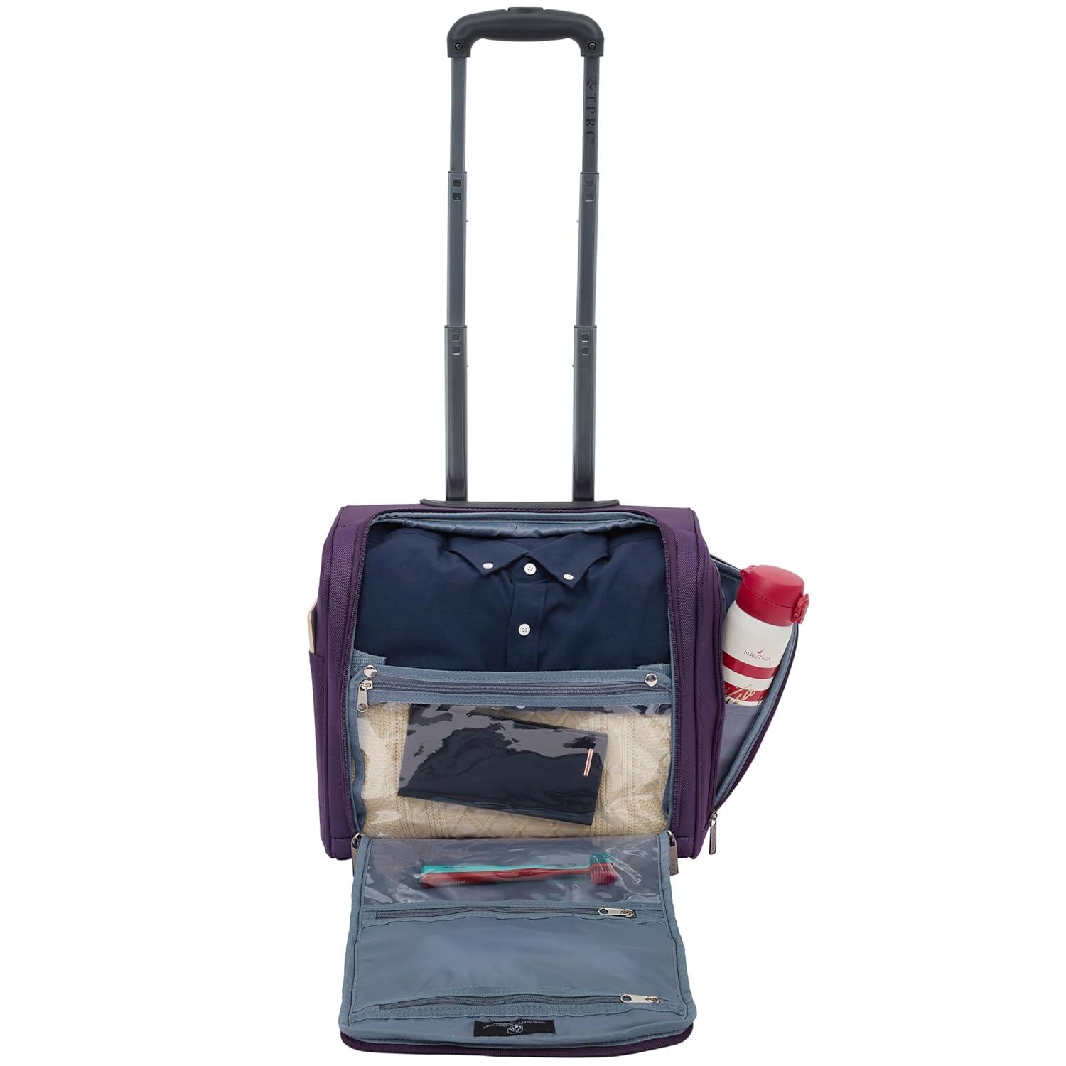 TPRC 15" Under Seater Carry-on Luggage with Wheels and USB Port - Purple