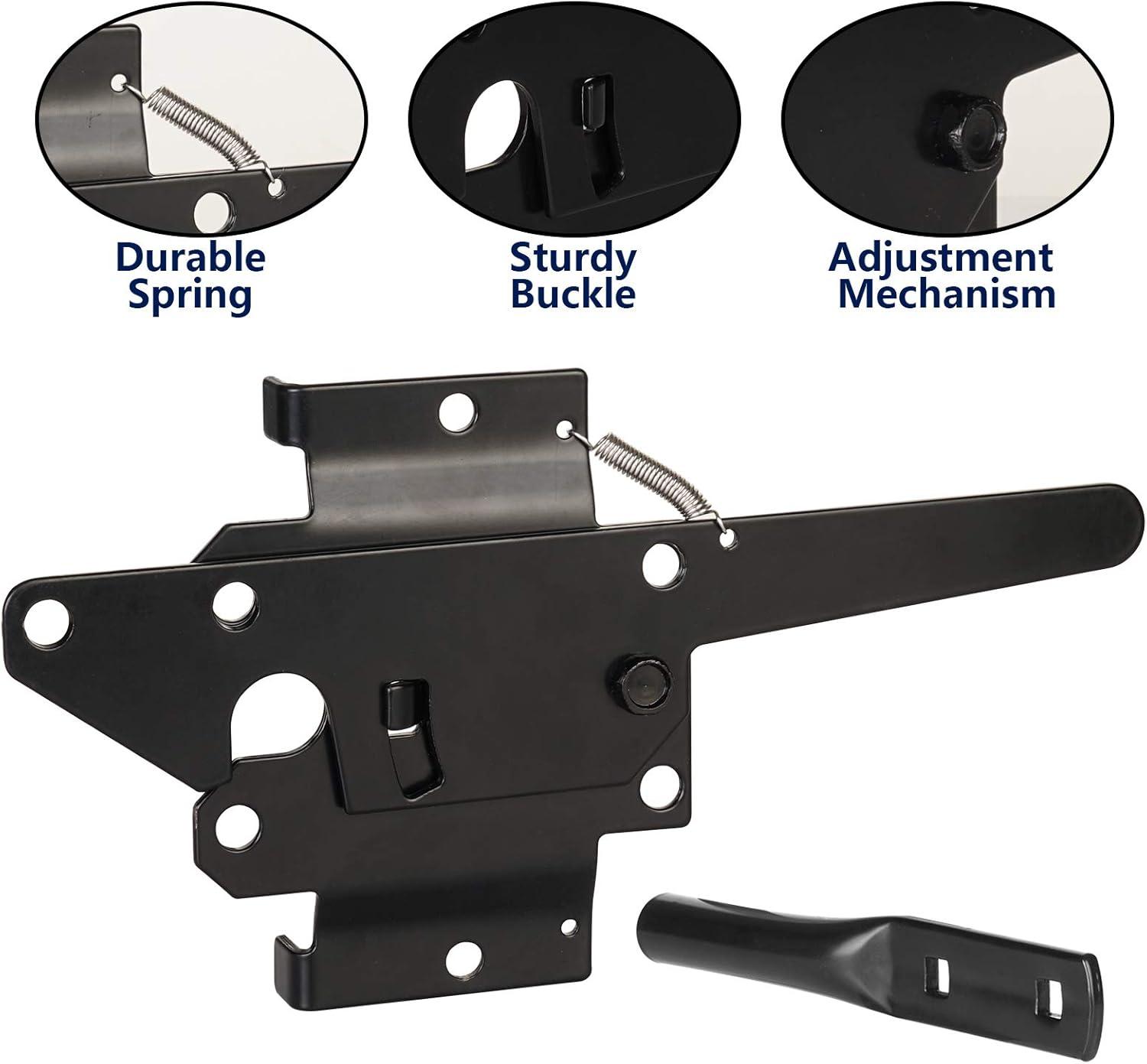 Heavy Duty Automatic Gate Latch for Wooden Fences,Self Locking Metal Gates for Vinyl Fence Outswinging Pool Gate Door Latches, Black