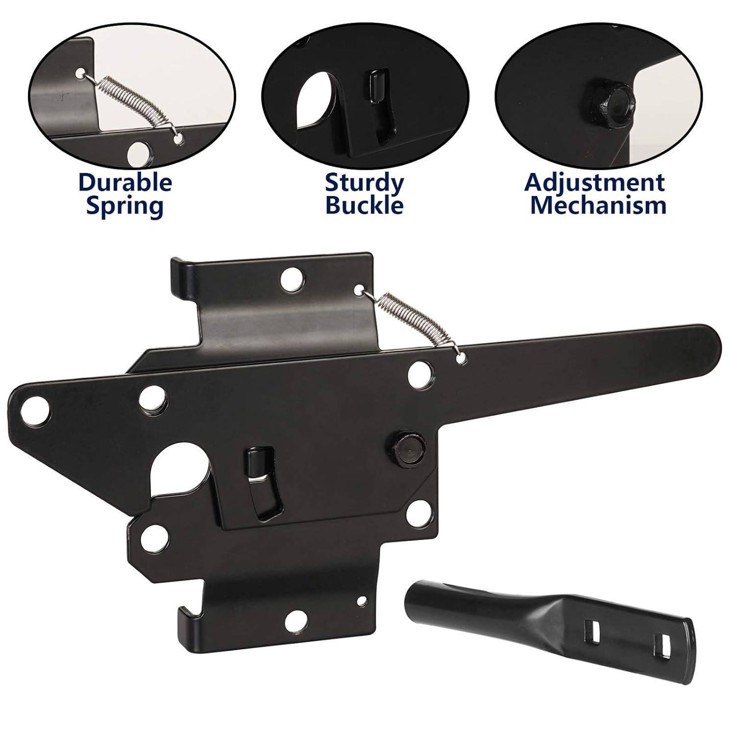Heavy Duty Automatic Gate Latch for Wooden Fences,Self Locking Metal Gates for Vinyl Fence Outswinging Pool Gate Door Latches, Black