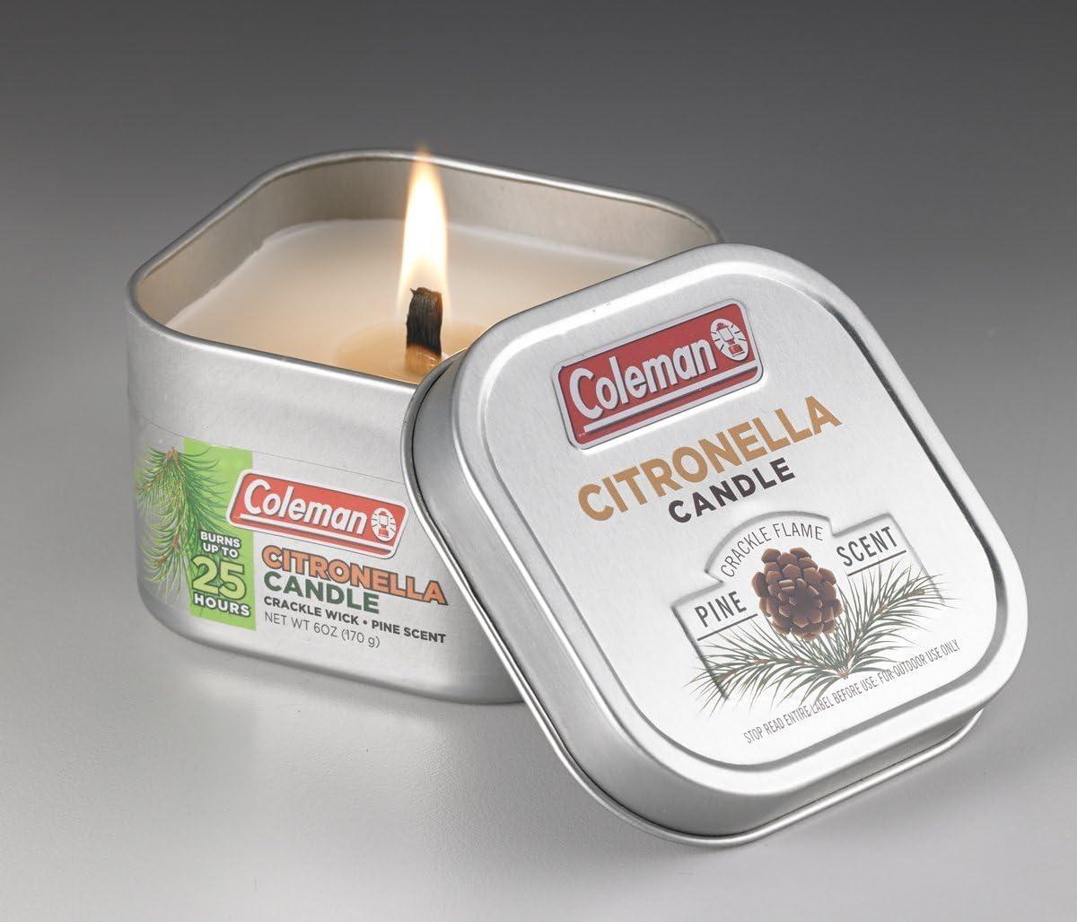 Coleman Repellents Pine Citronella Candle, 6 oz., Silver