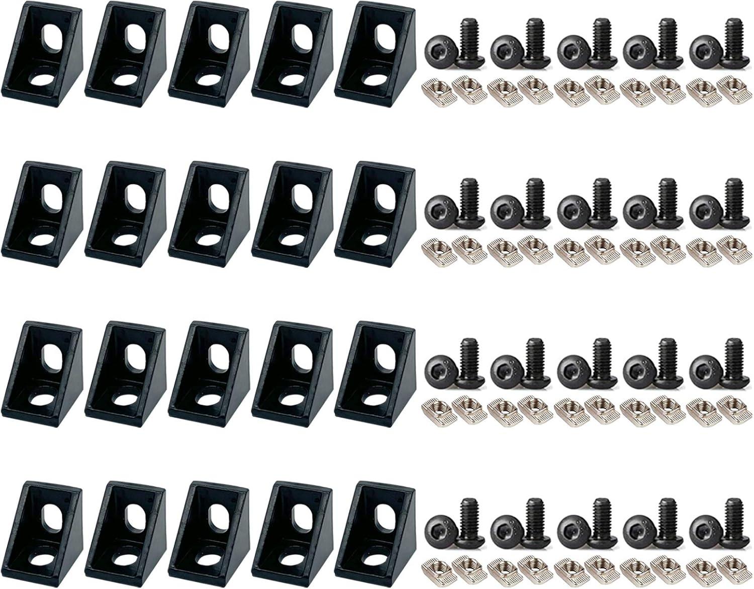 20-Piece Black Aluminum 90 Degree Corner Bracket Set