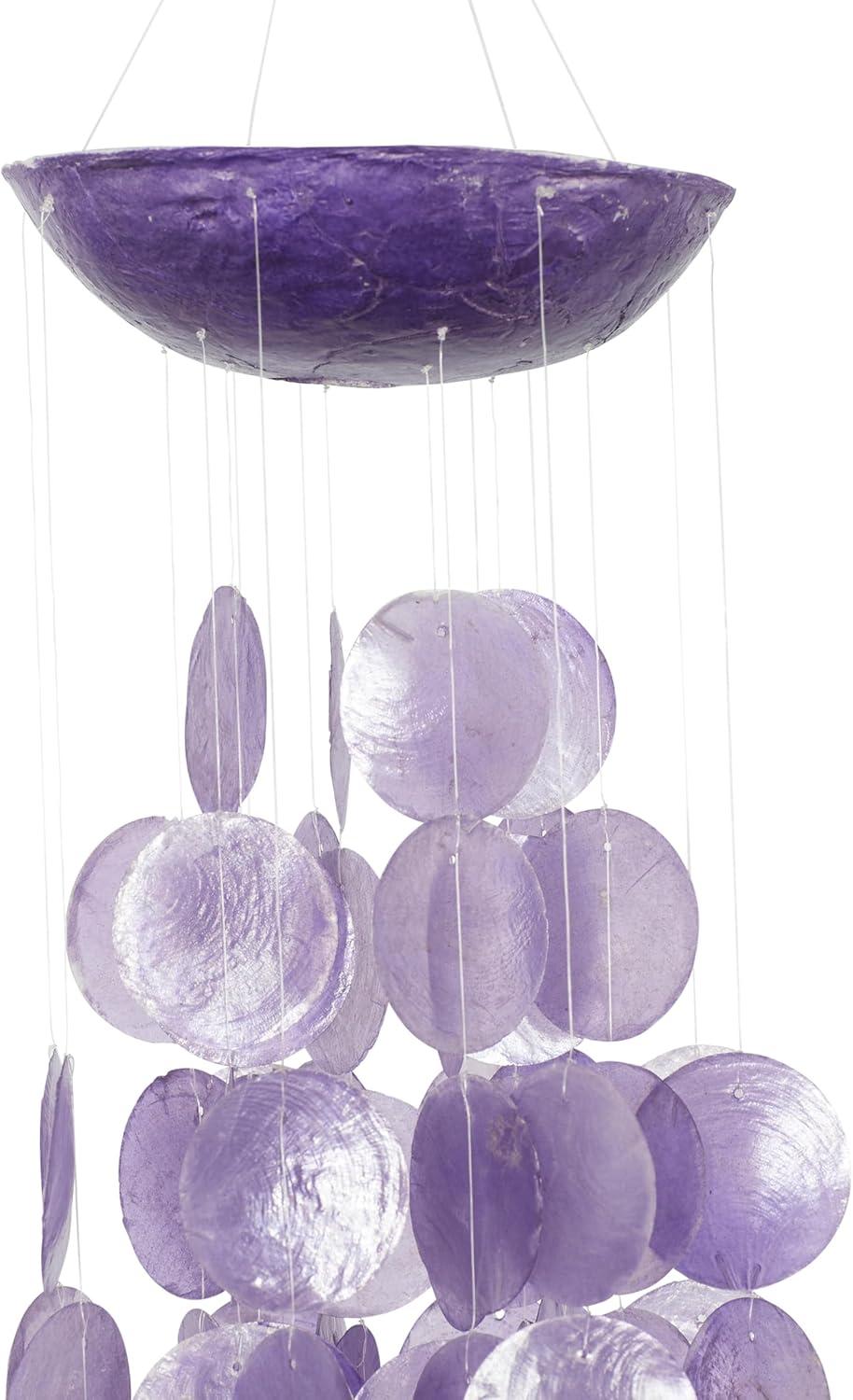 DecMode 27" Purple Capiz Shell Waterfall Windchime