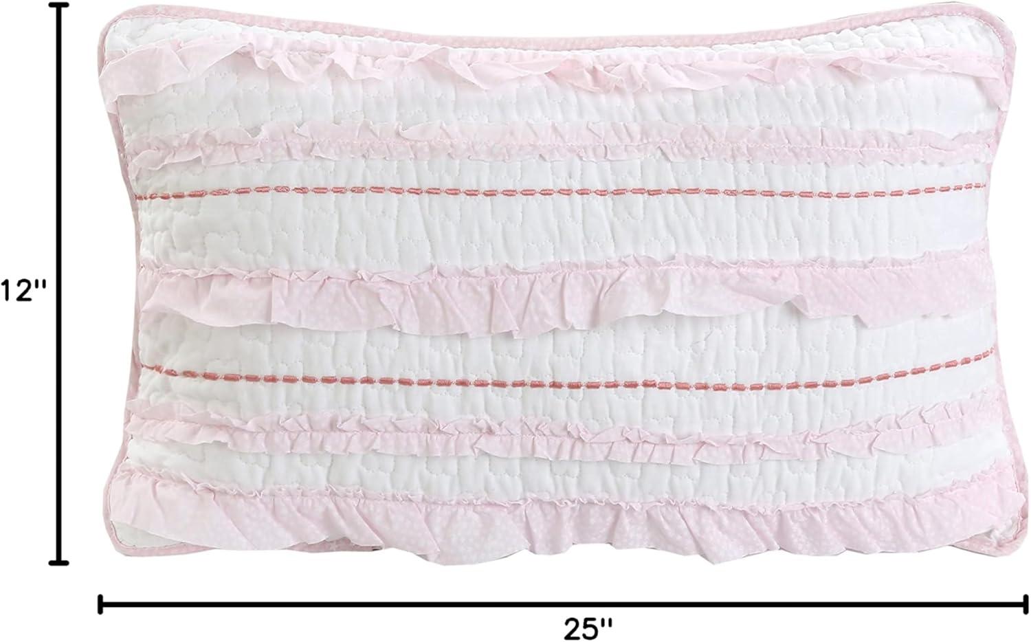 Cozy Line Home Fashions Cozy Line Pretty in Pink Ruffle Embroidered Cotton Rectangular Décor Throw Pillow