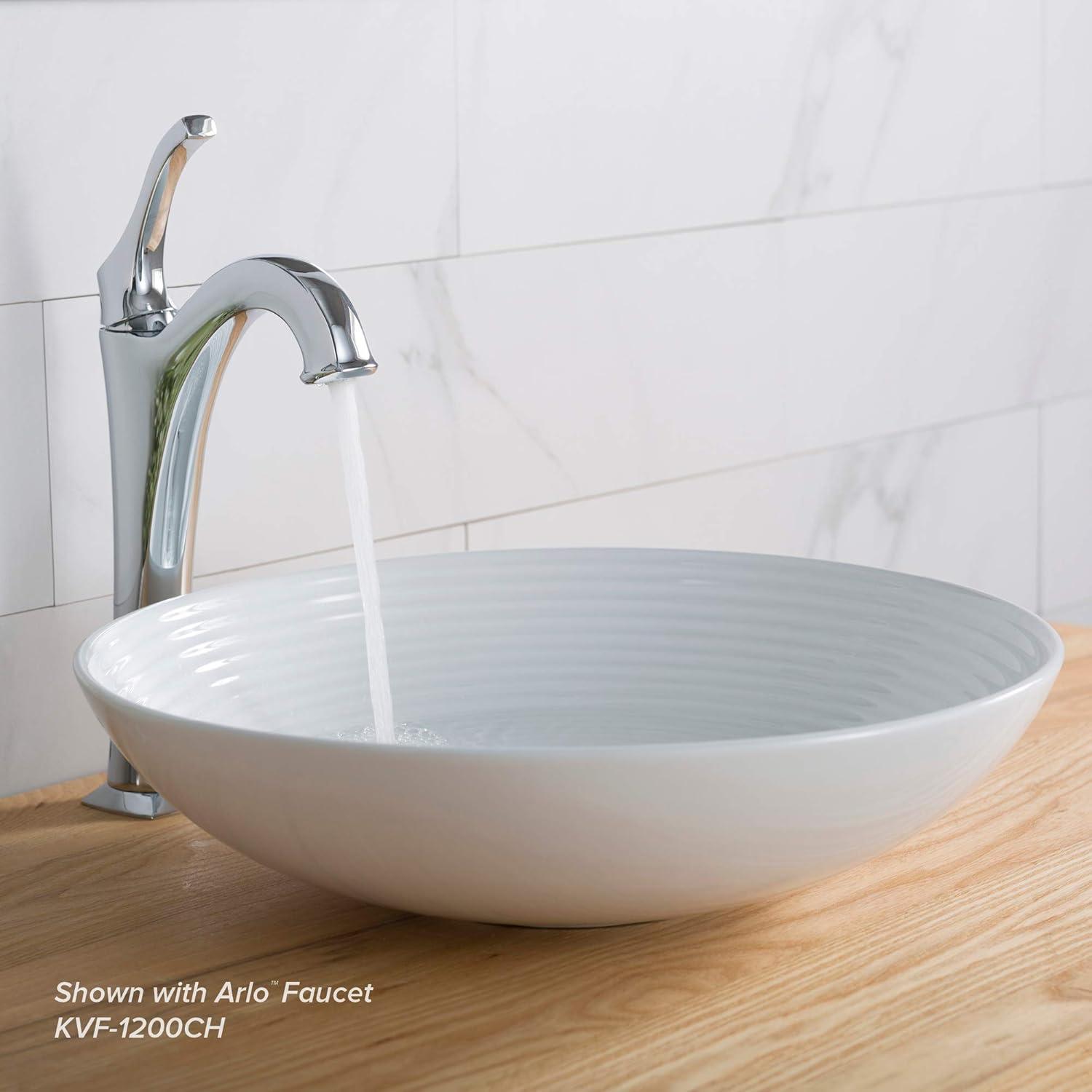 Viva Round White Ceramic Vessel Sink with Pop-Up Drain