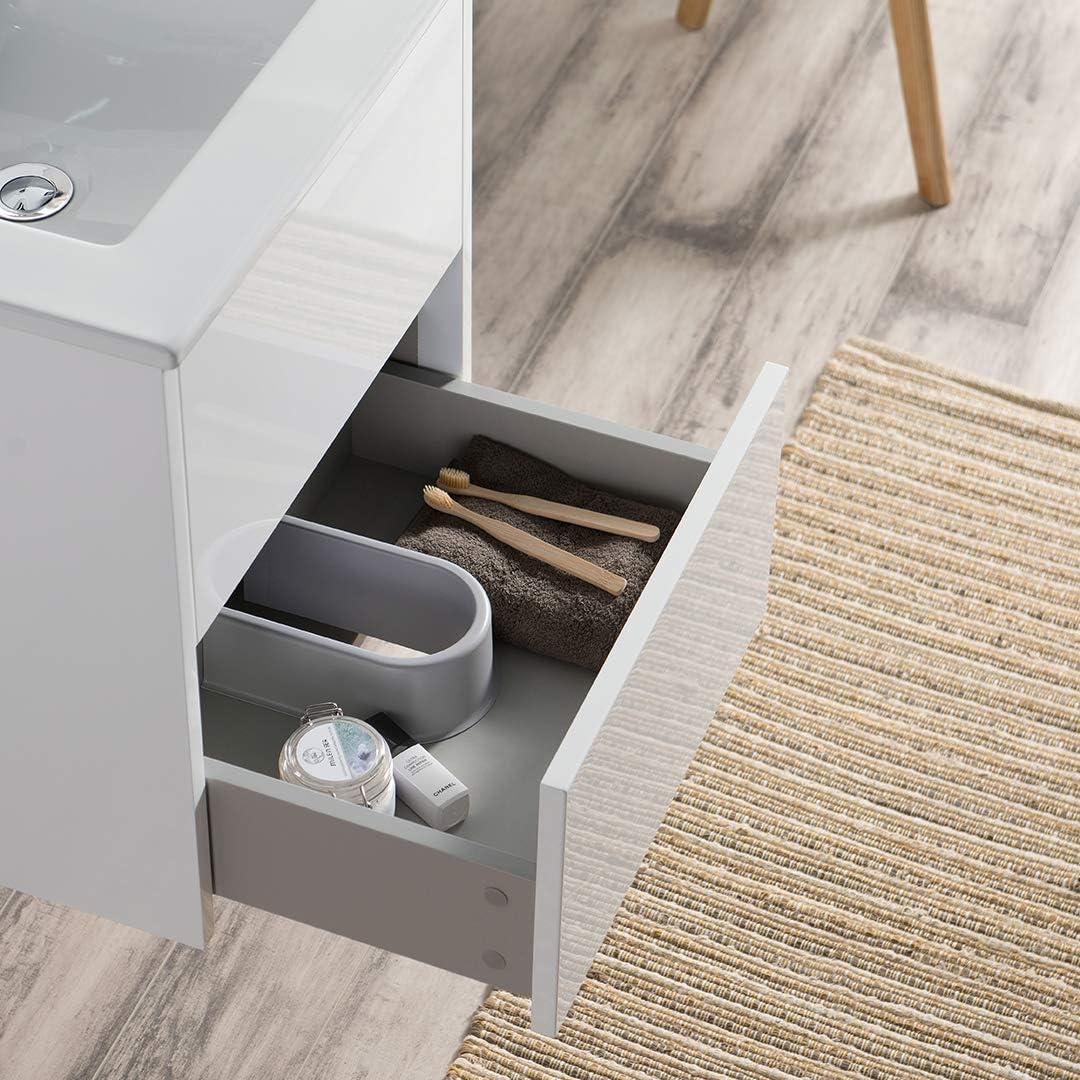 20-Inch Glossy White Floating Vanity with Ceramic Sink