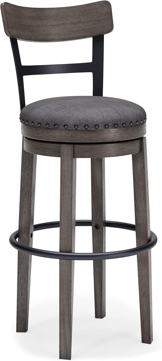 Caitbrook Barstool Gray - Signature Design by Ashley: Antiqued Finish, Swivel, Nailhead Trim