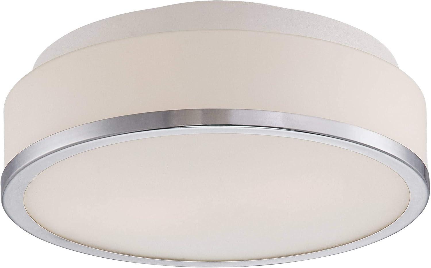 Possini Euro Design Mavis Modern Ceiling Light Flush Mount Fixture 10 1/4" Wide Chrome 2-Light White Opal Glass Shade for Bedroom Kitchen Living Room