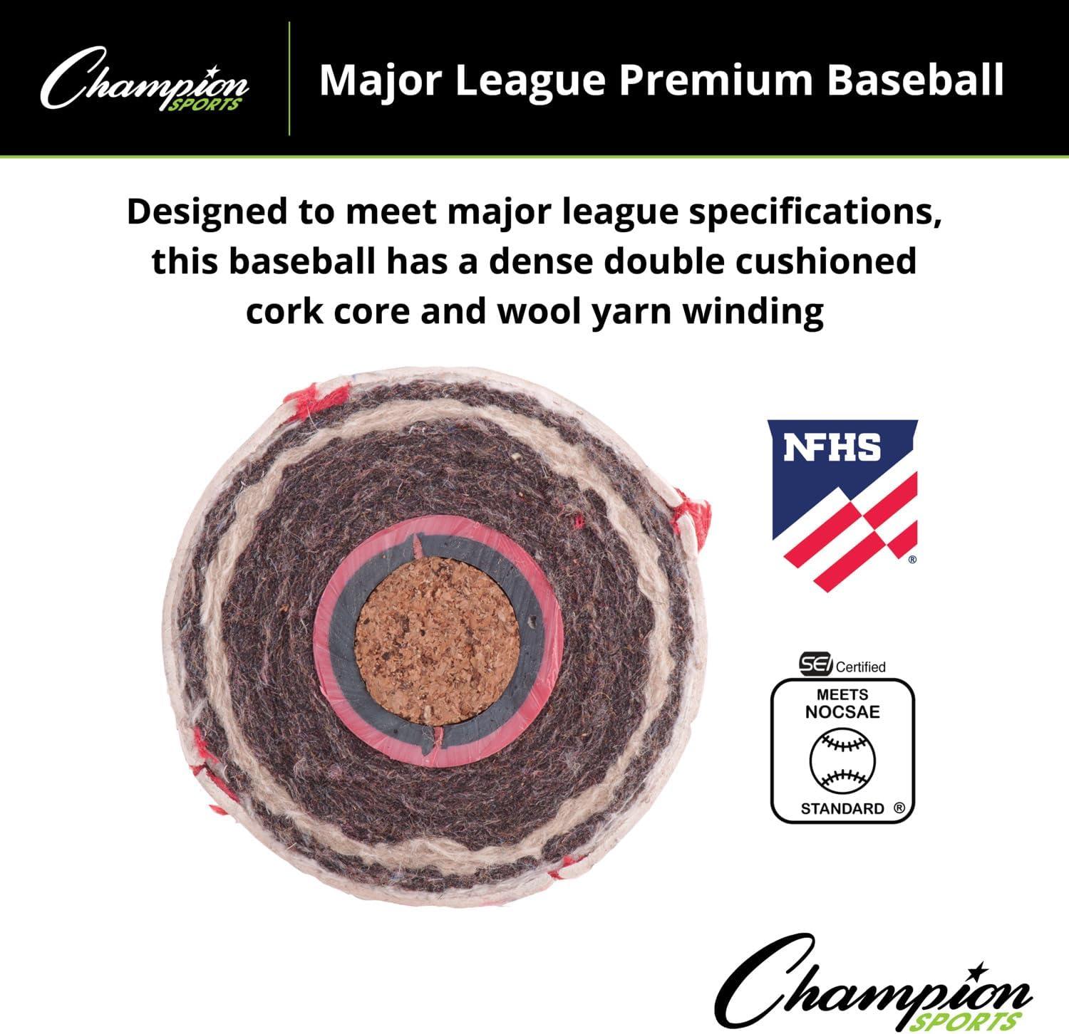 ChampionSportsLeatherBaseballSet:DozenIndoor/OutdoorGenuineLeatherOfficialLeagueBaseballsforPracticeTrainingorRealGame-OLBPROPackof12