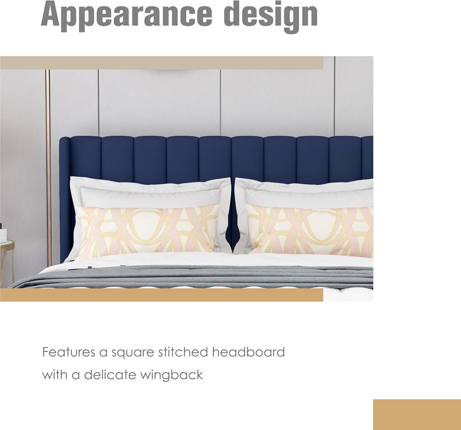 Eriksay Low Profile Upholstered Platform Bed with Winback Headboard