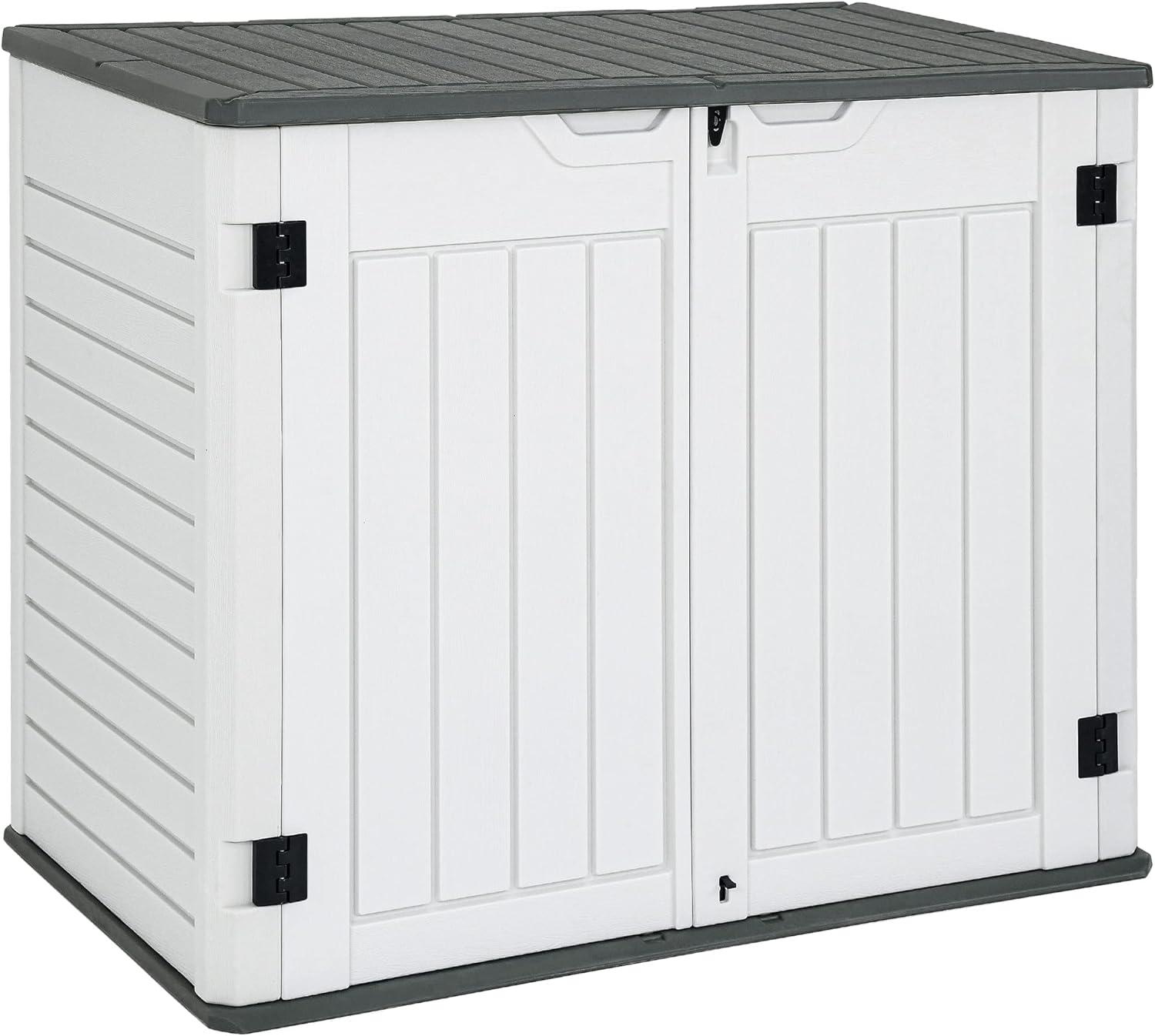 Light Gray Resin Waterproof Outdoor Storage Shed