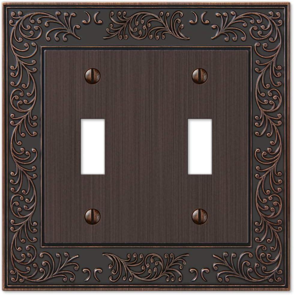 Amerelle 43TTVB English Garden Wallplate, 2 Toggle, Cast Metal, Aged Bronze, 1-Pack