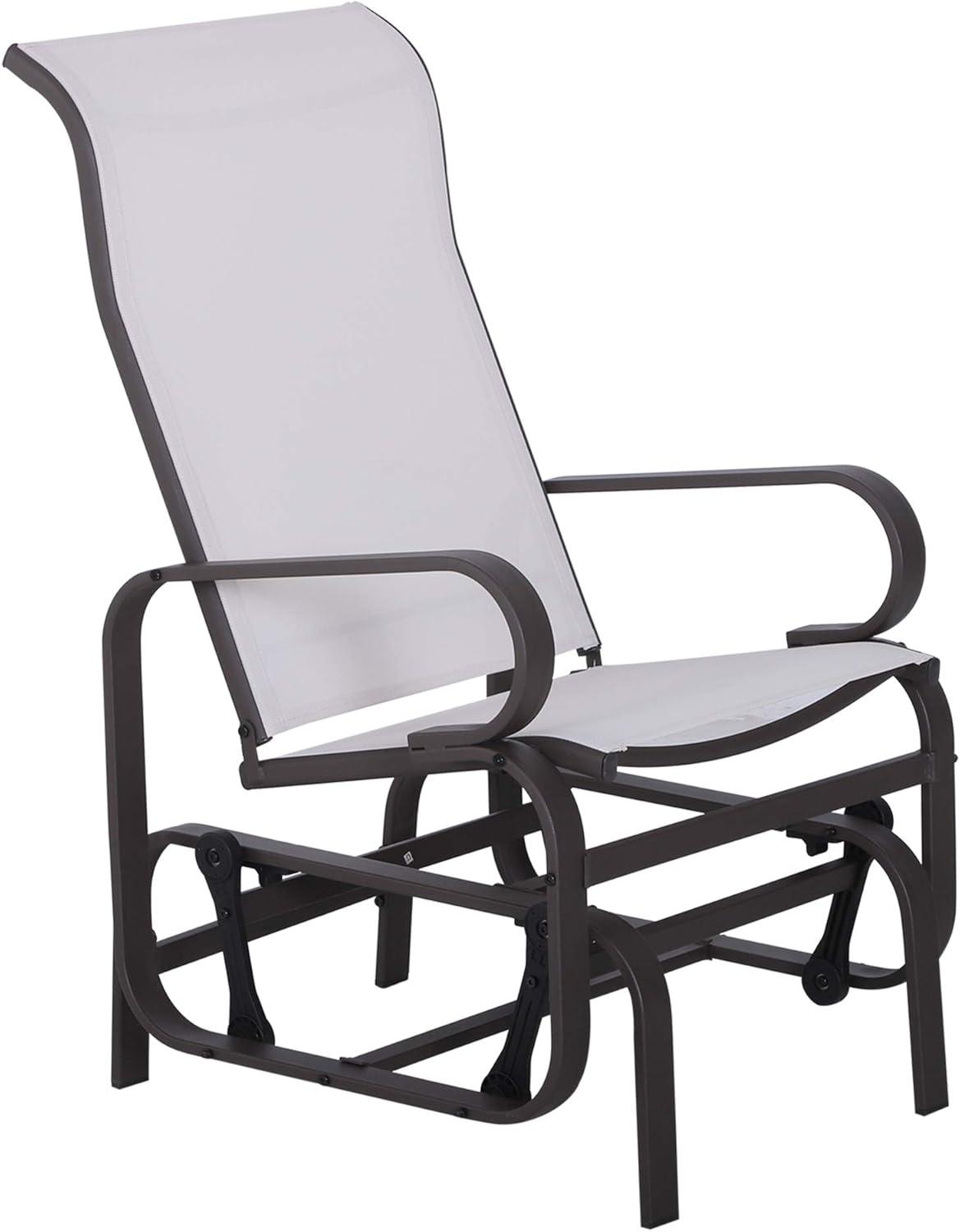 Outsunny Gliding Lounger Chair, Outdoor Swinging Chair with Smooth Rocking Arms and Lightweight Construction for Patio Backyard, White