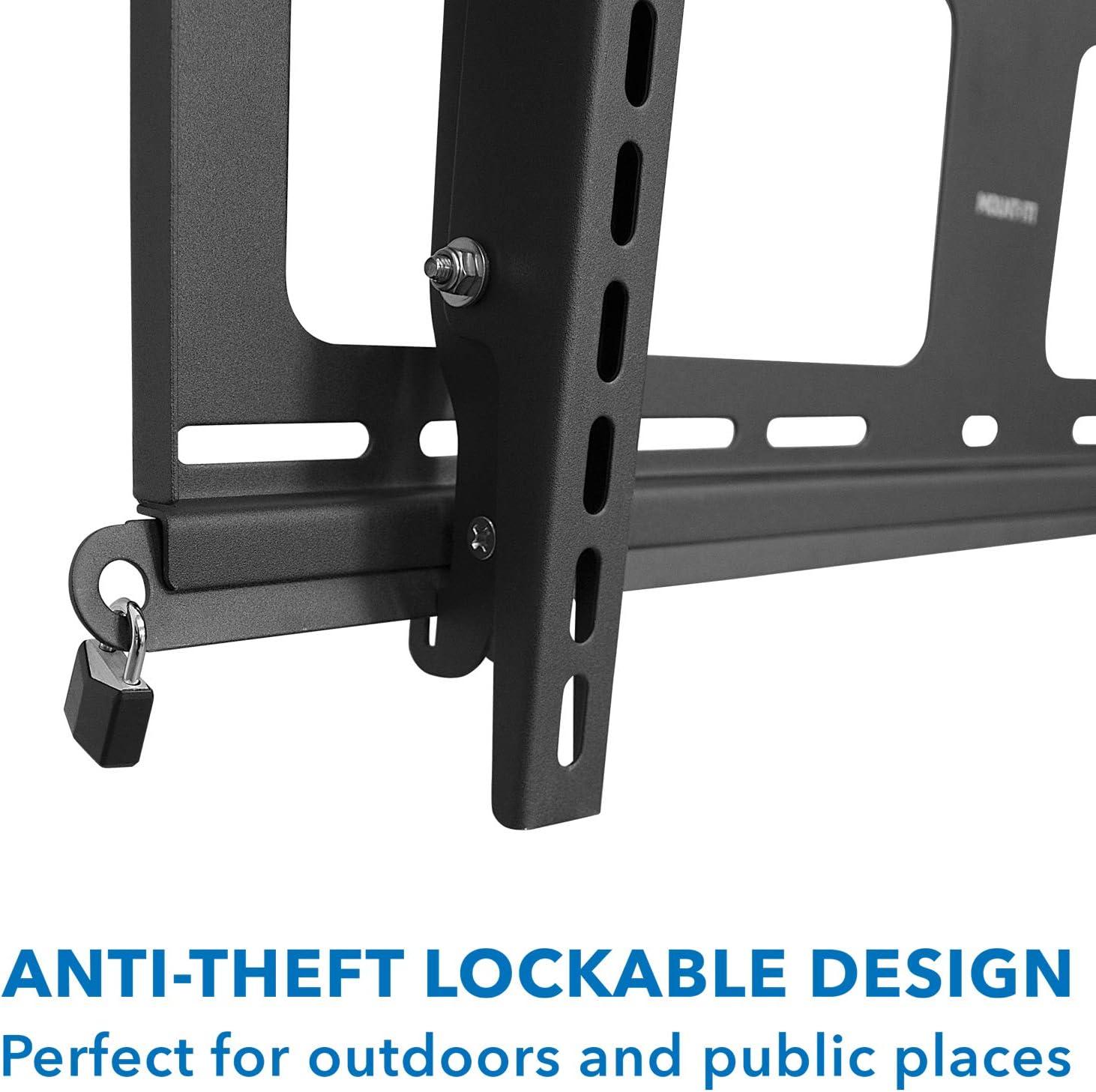 Mount-It Weatherproof TV Wall Mount | Lockable & Tilting 2.1 Low Profile Fits 37 - 80 In. Tvs