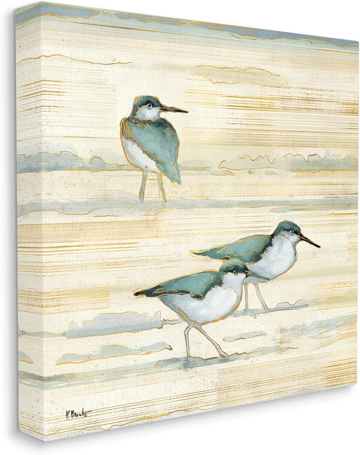 Stupell Industries " Oceanside Sandpipers Beach Birds " Painting Print