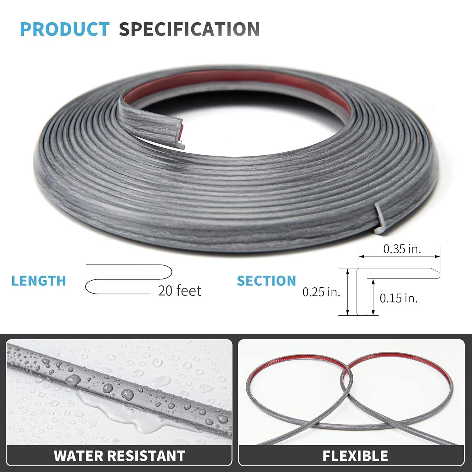 Art3d 20ft Outside Vinyl Corner Trim Peel and Stick for Tile and Wall Edges, Furniture Decoration (Grey Oak)