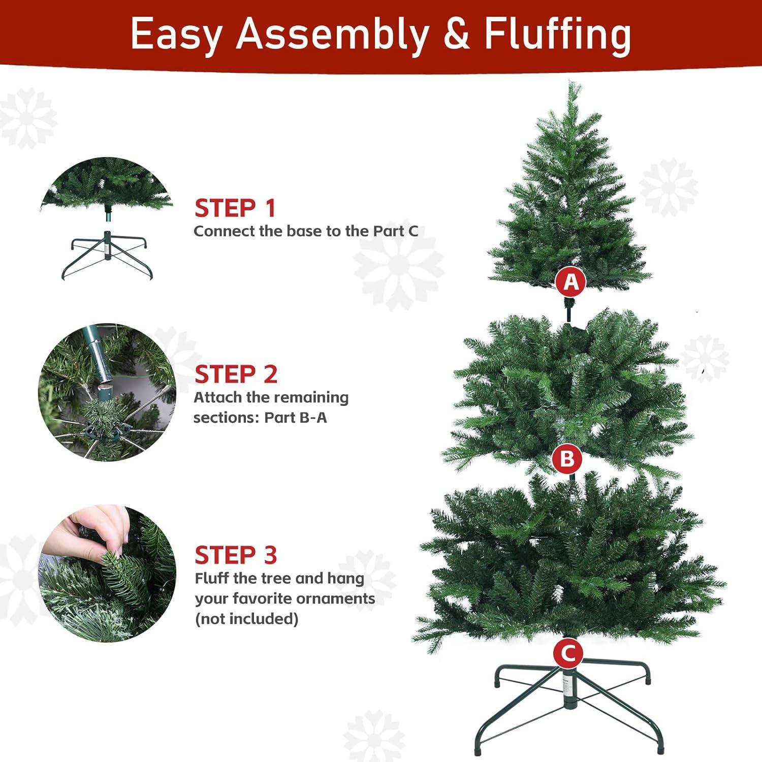 Bringstar 5FT Unlit Artificial Christmas Tree, Green Xmas Tree with 308 Tips and Folding Metal Stand, for Indoor Holiday Decoration