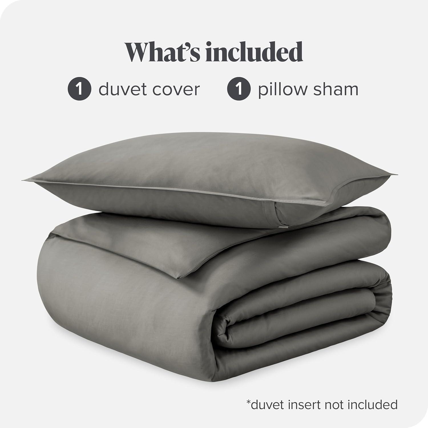 400 Thread Count Organic Cotton Sateen Duvet Cover and Sham Set by Bare Home