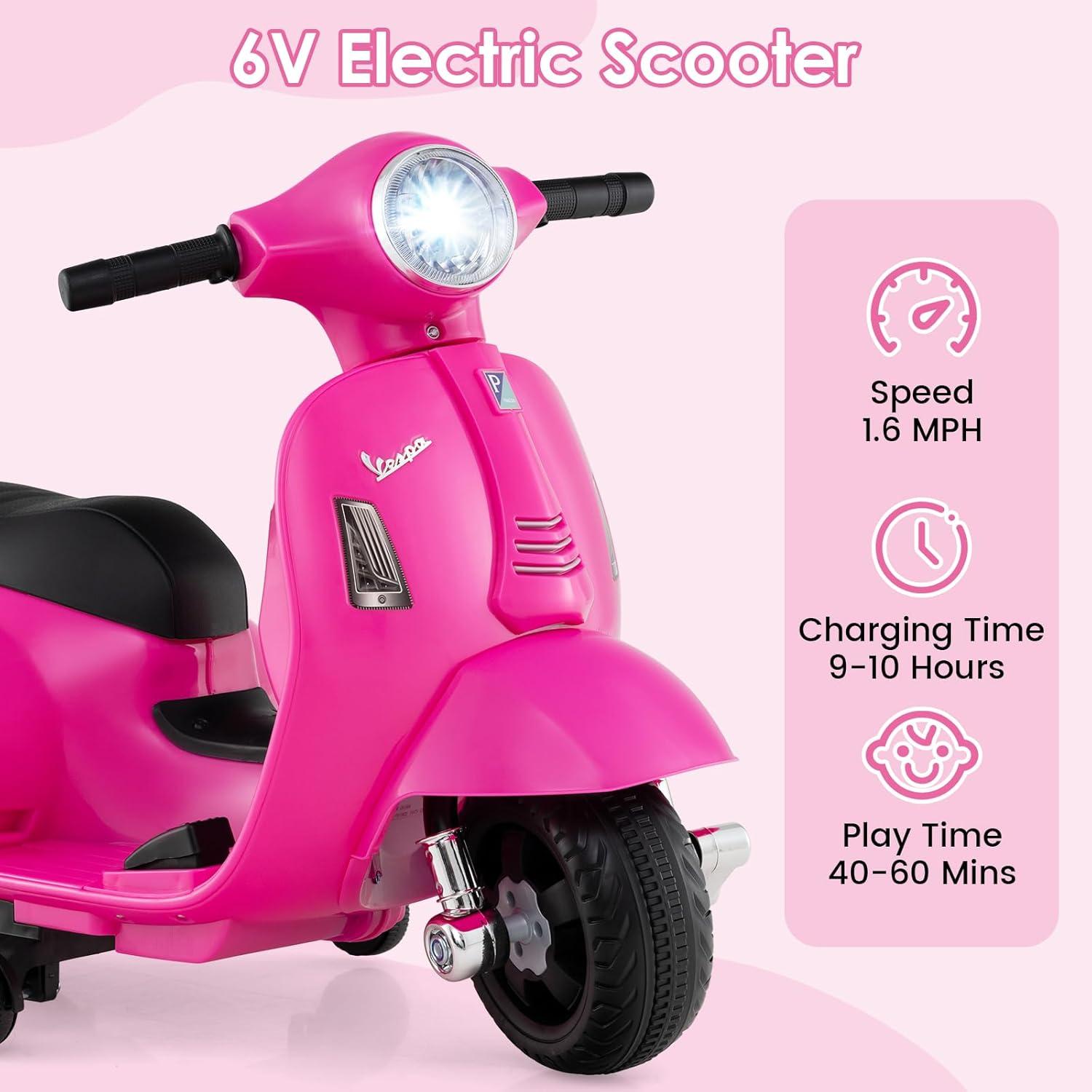 CIPACHO Kids Ride on Motorcycle with LED Headlight and Horn Sound, Kids Toys, Gift for Boys Girls-Pink