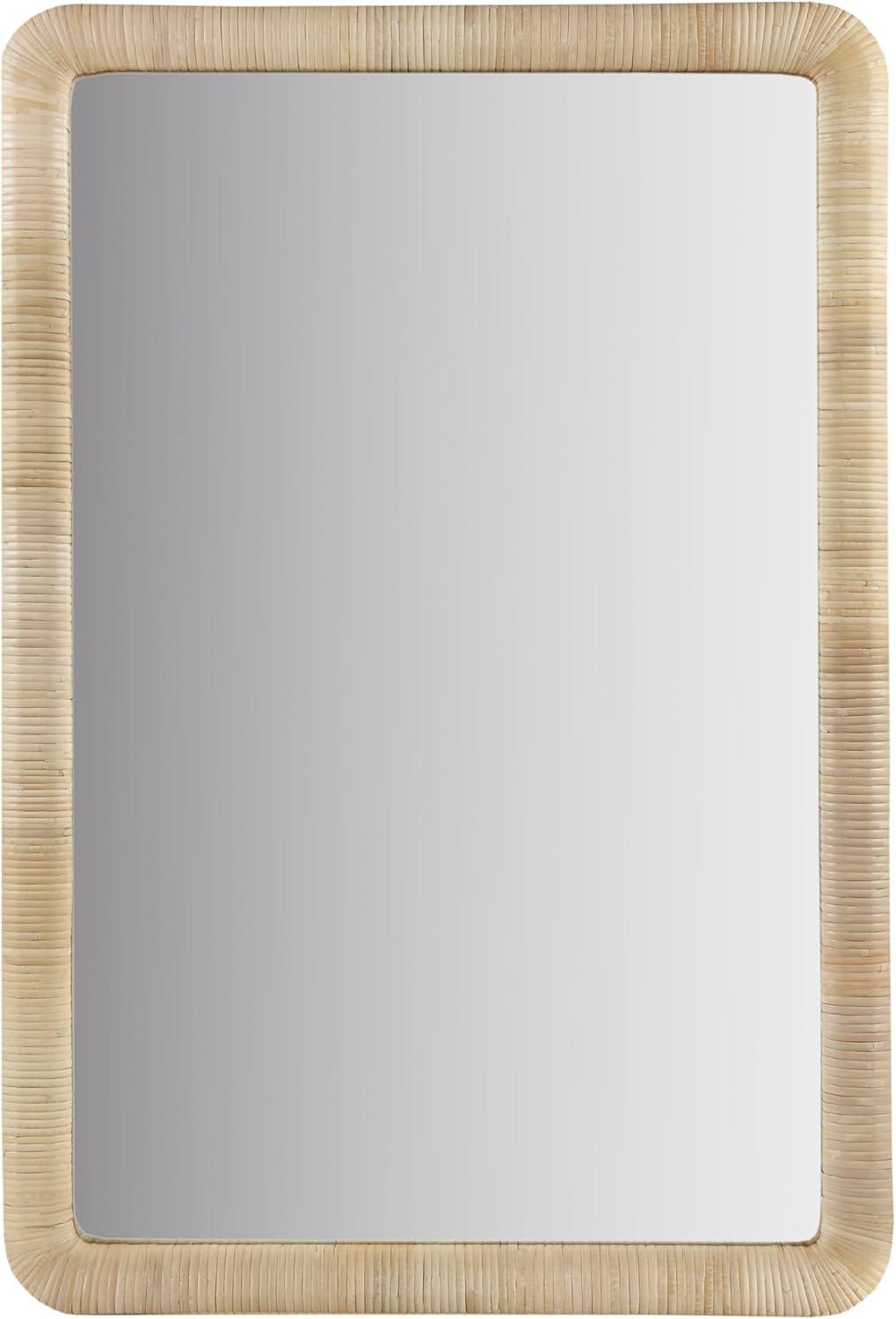 Nova Natural Rattan Rectangle Wall Mirror - Ink+Ivy: Modern Style, Polystyrene Frame, Wall Mount