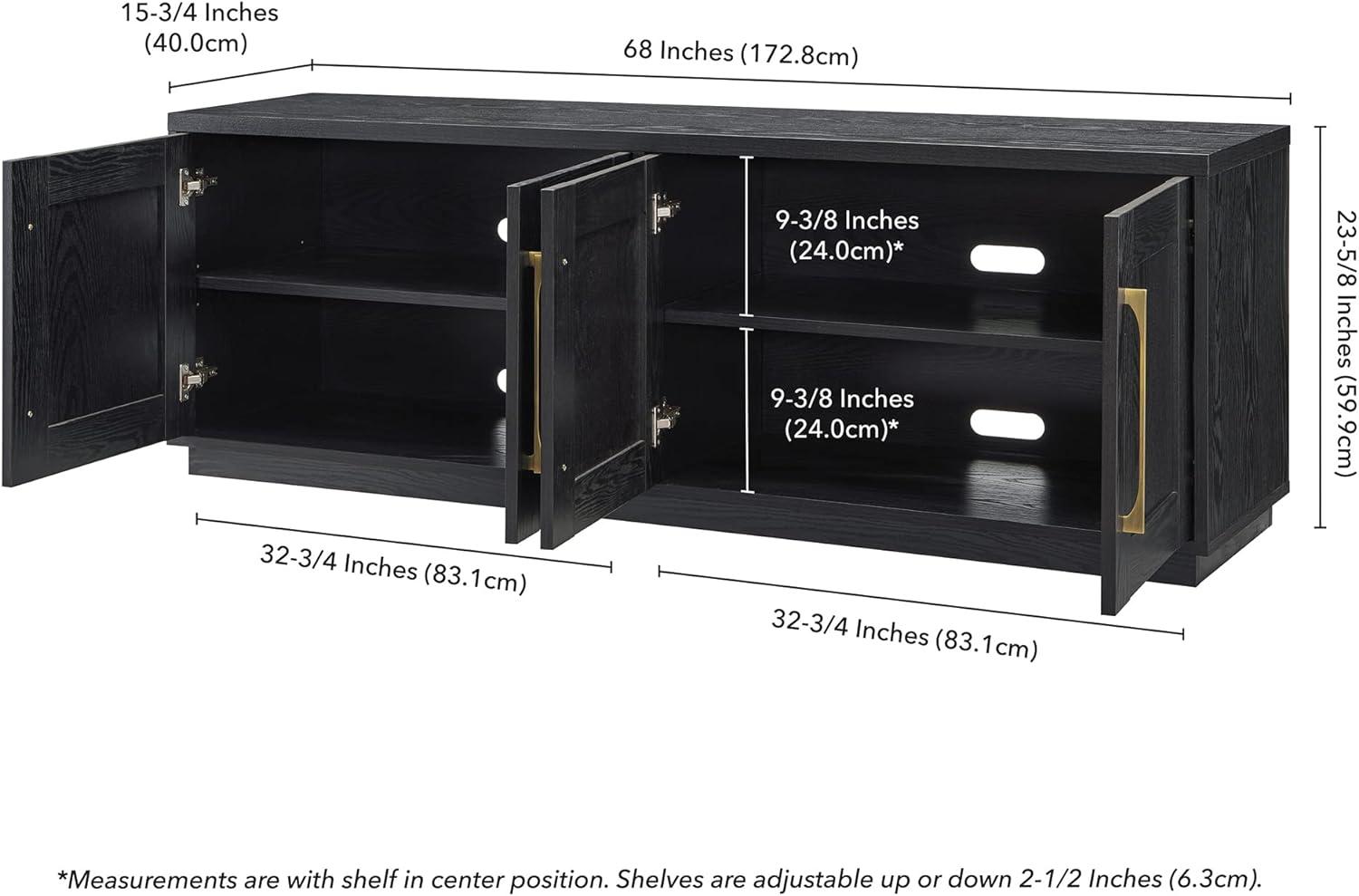 Evelyn&Zoe Tillman Rectangular TV Stand for TV's up to 75", Black Grain