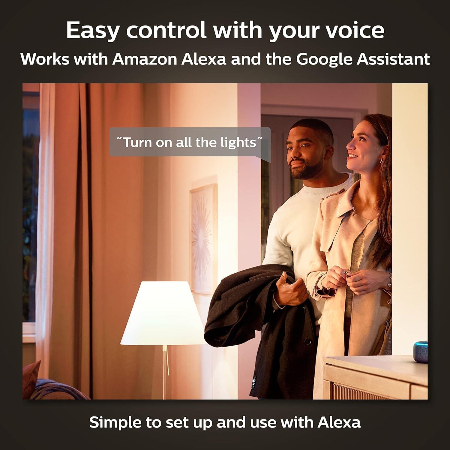 Philips Hue A19 75W Smart LED Bulb White: Dimmable, Smartphone Controlled, 1100 Lumens, Energy Star Certified