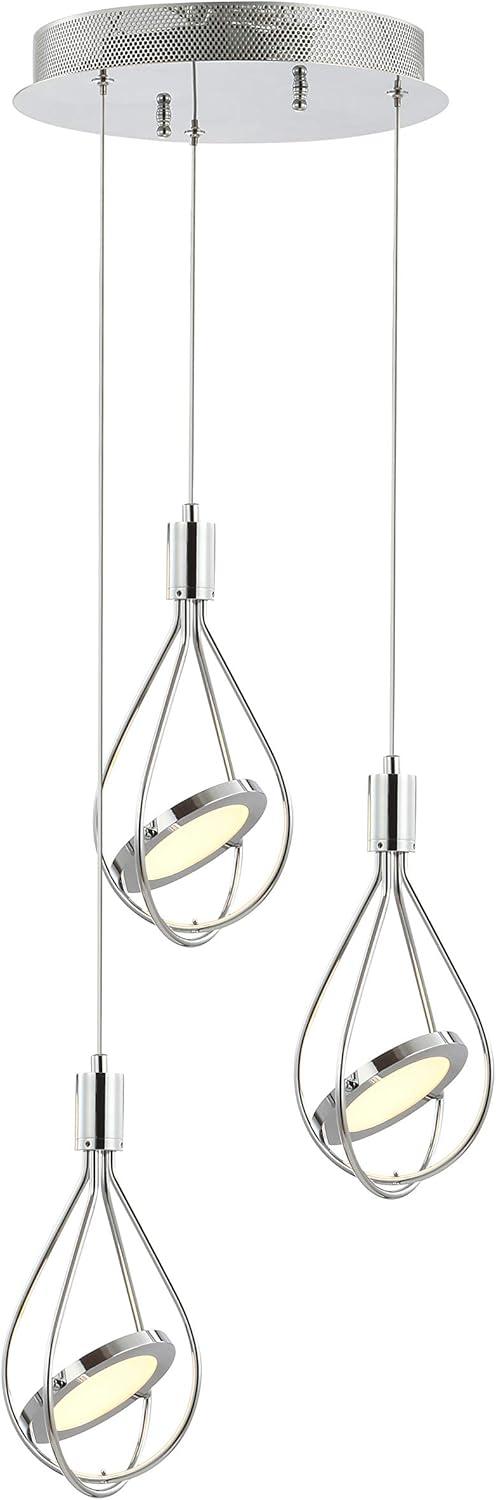 Orion 11.5" Chrome Polished Adjustable 3-Light LED Metal Pendant