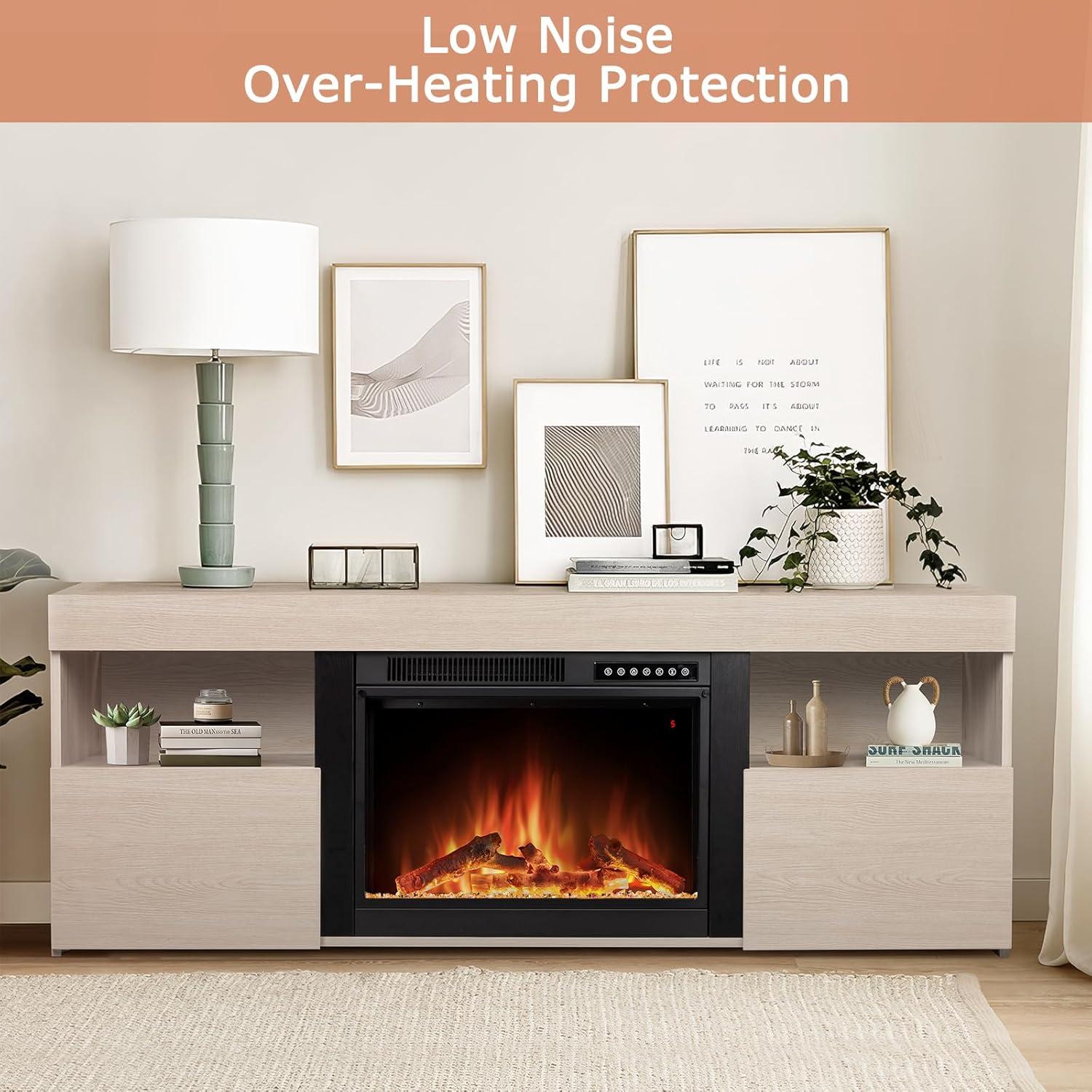 COWSAR COWSAR TV Stand for TVs up to 60" with Electric Fireplace with Remote Control,Adjustable Real 3d Flame Brightness