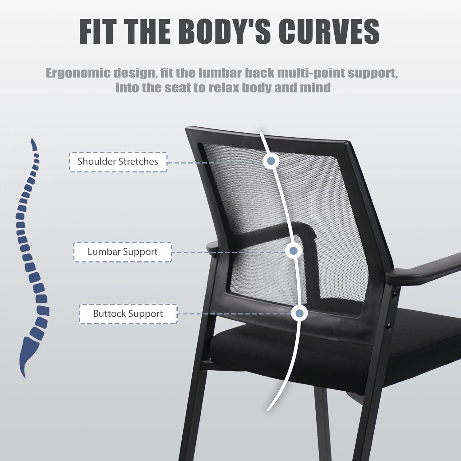 Mesh Seat Waiting Room Chair with Metal Frame