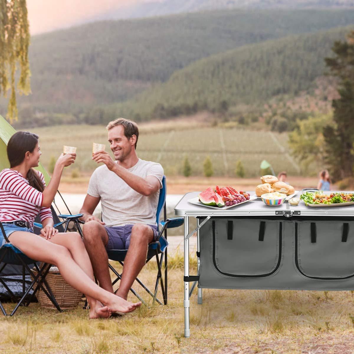 Camping Folding Table - Portable and Lightweight Table with Storage, Backyards, BBQ, Party and Picnic Foldable Table …