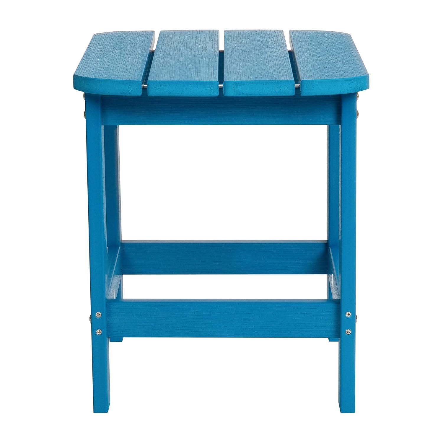 Flash Furniture Charlestown All-Weather Poly Resin Wood Adirondack Side Table in Blue