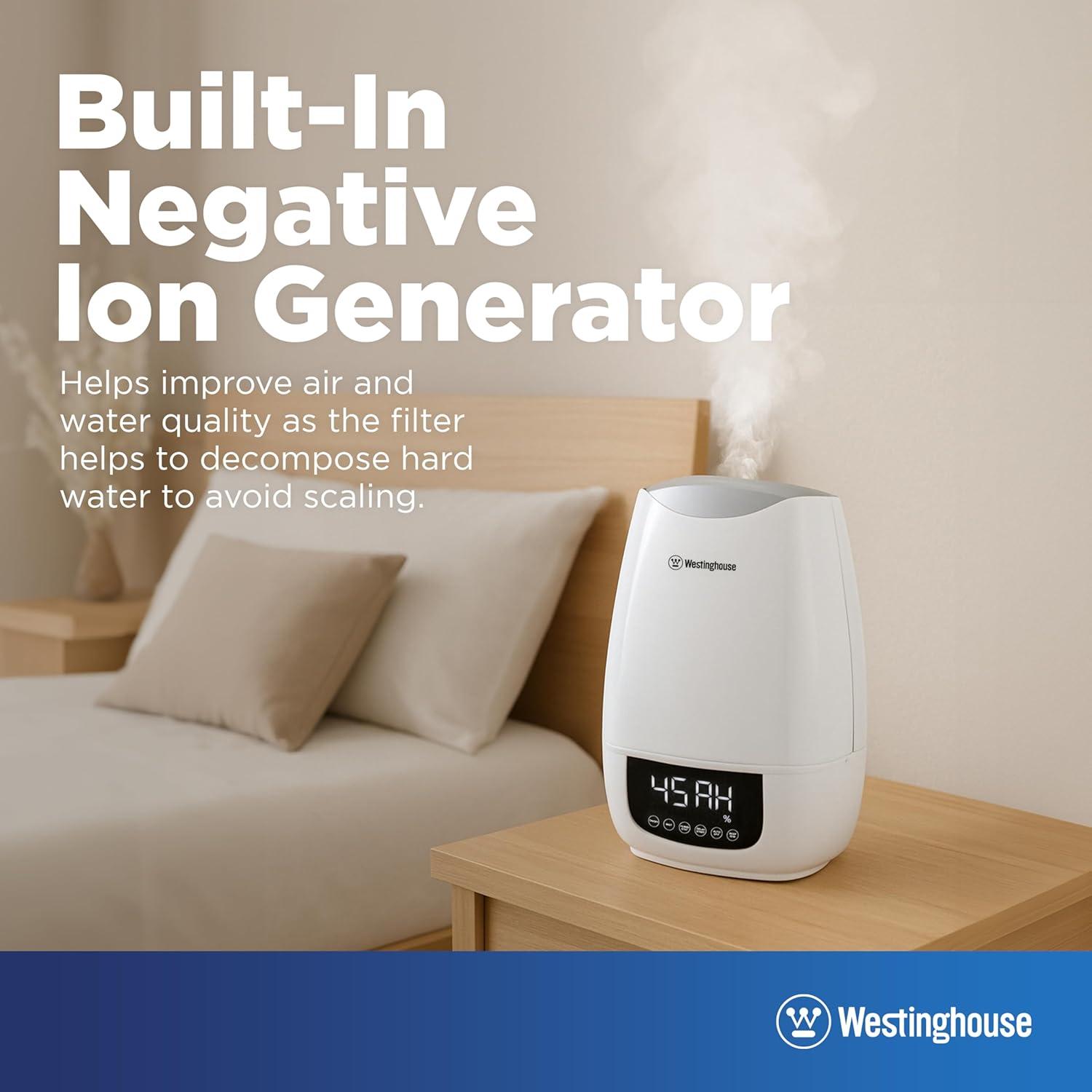 Westinghouse Digital Cool Mist Ultrasonic Humidifier, 6L Air Humidifier and Essential Oil Diffuser, Adjustable Mist Volume and Humidity Control