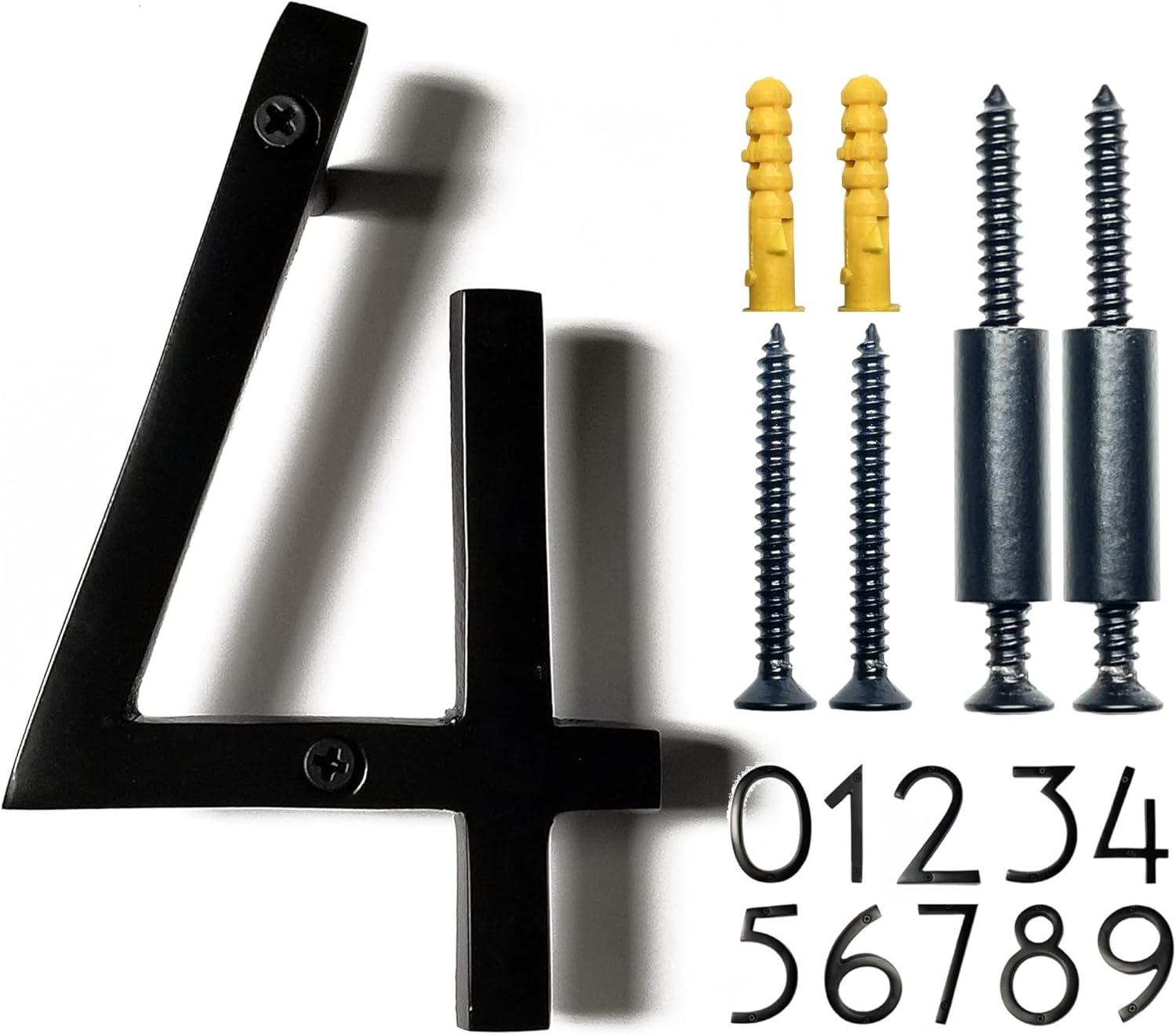 NACH Floating Mount House Address Shadow Number For Outside or Inside, Mailbox Number For Outside, Front Door, Garage Door, Maximum Rust Protection, Black Aluminum, 8 inch, Number 4, HH-SDW8-BLK-4