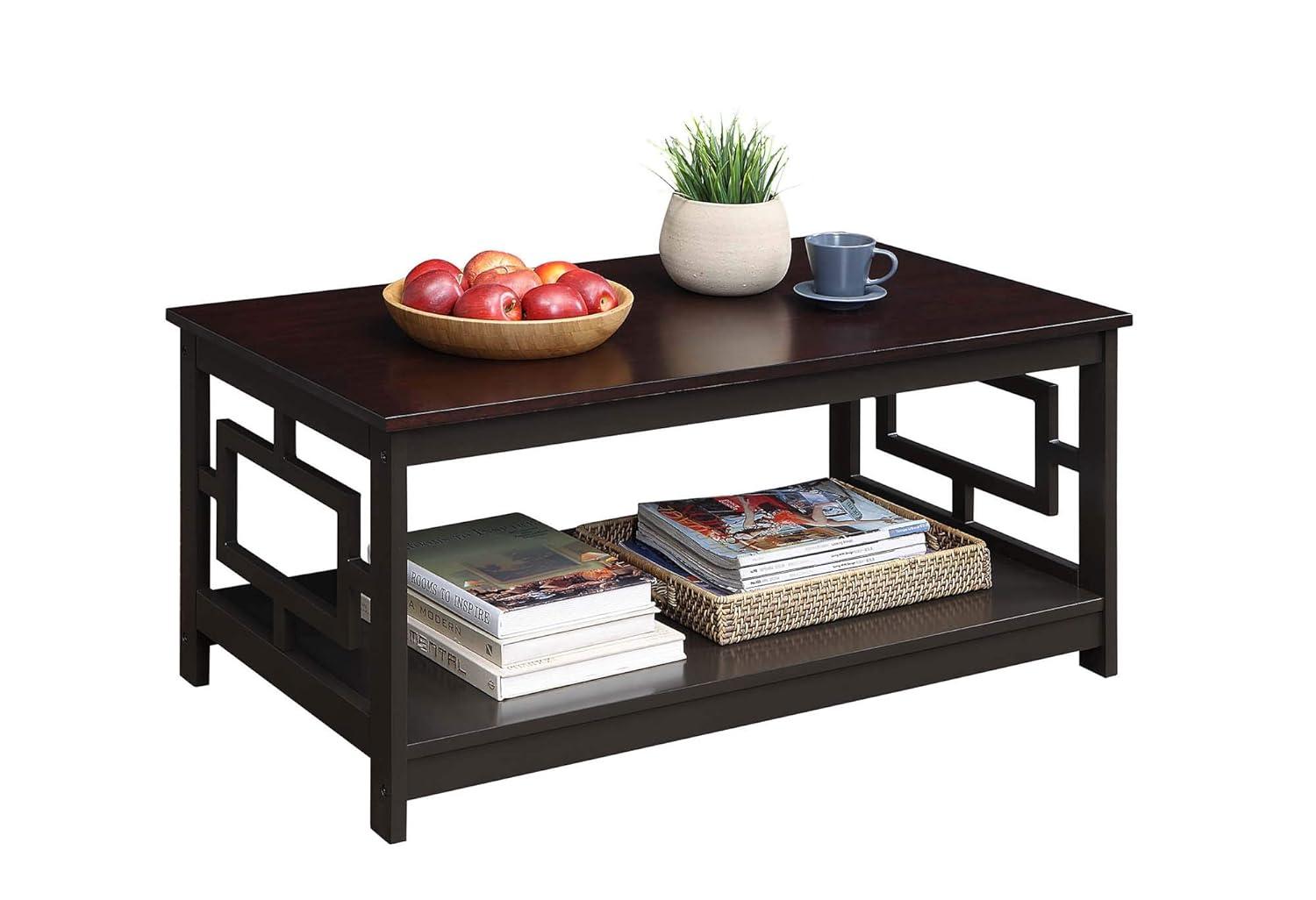 Convenience Concepts Town Square Coffee Table with Shelf, Espresso