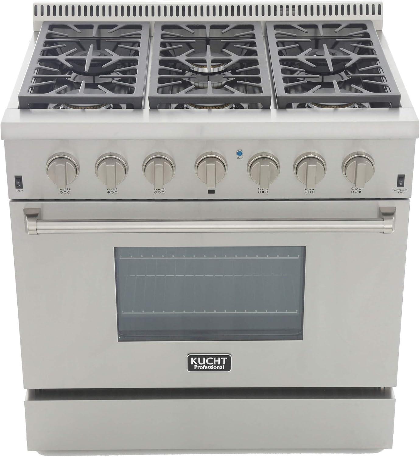 Kucht 36" Stainless Steel Dual-Fuel Range with Griddle