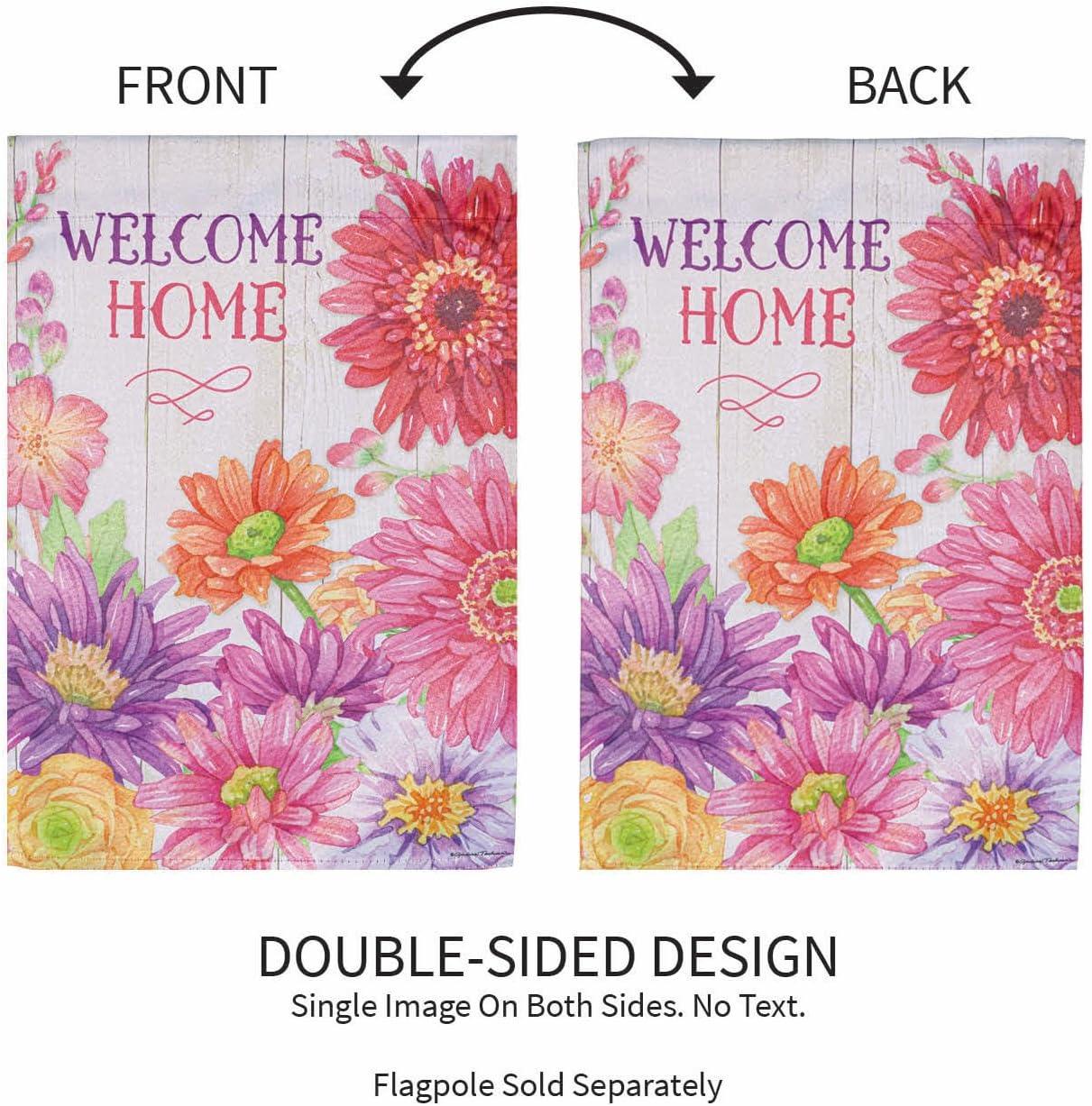 Evergreen Welcome Home Spring Suede Garden Flag 12 x 18 Inches Indoor Outdoor Decor