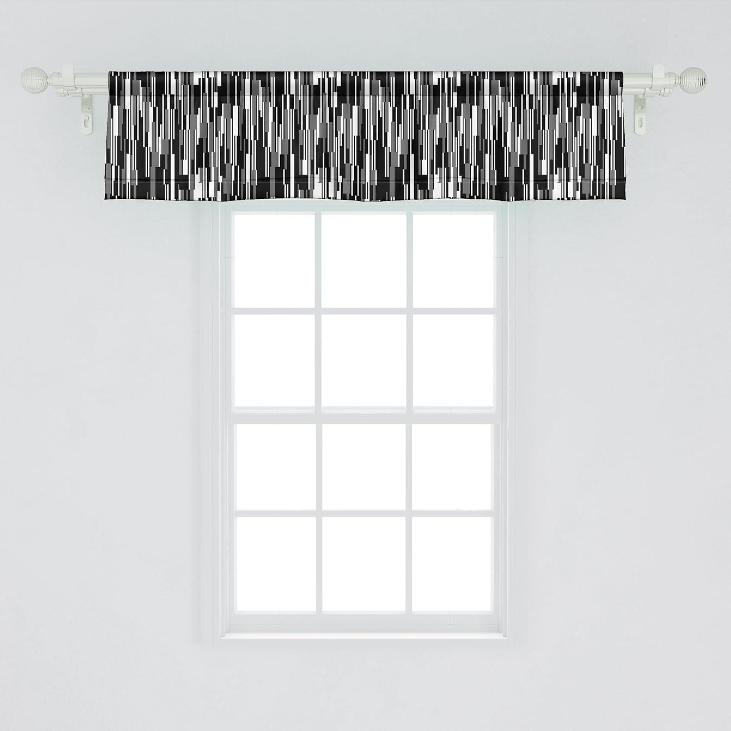 Modern Light Filtering White and Gray Satin Valance Set