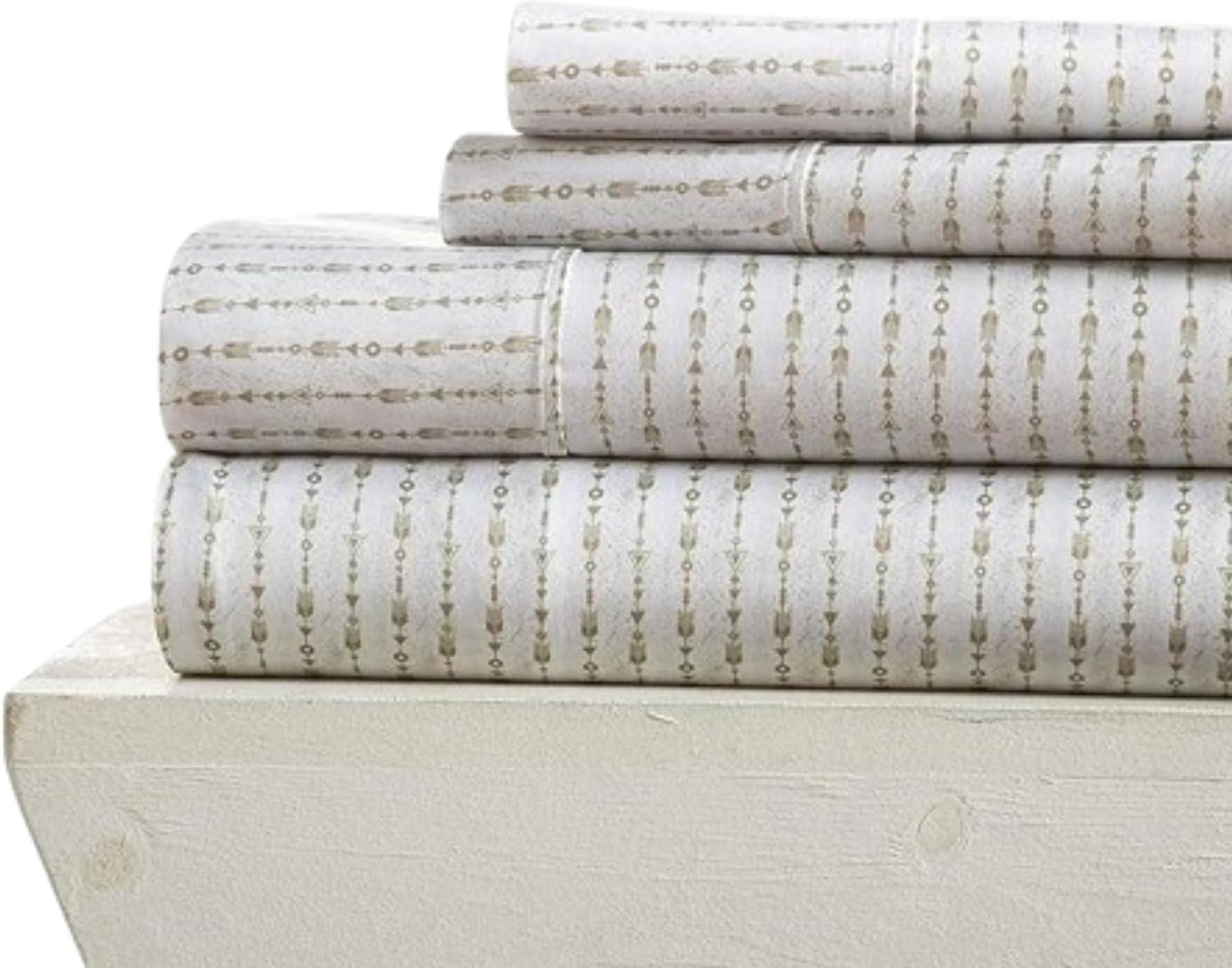 Linen Market Double-Brushed Patterned Microfiber Twin Sheet Set 3 Piece – Oeko-TEX Certified Ultra Soft & Wrinkle-Free - 16" Deep Pocket Sheets - Easy Care Twin Size - Beaded Arrows Sage