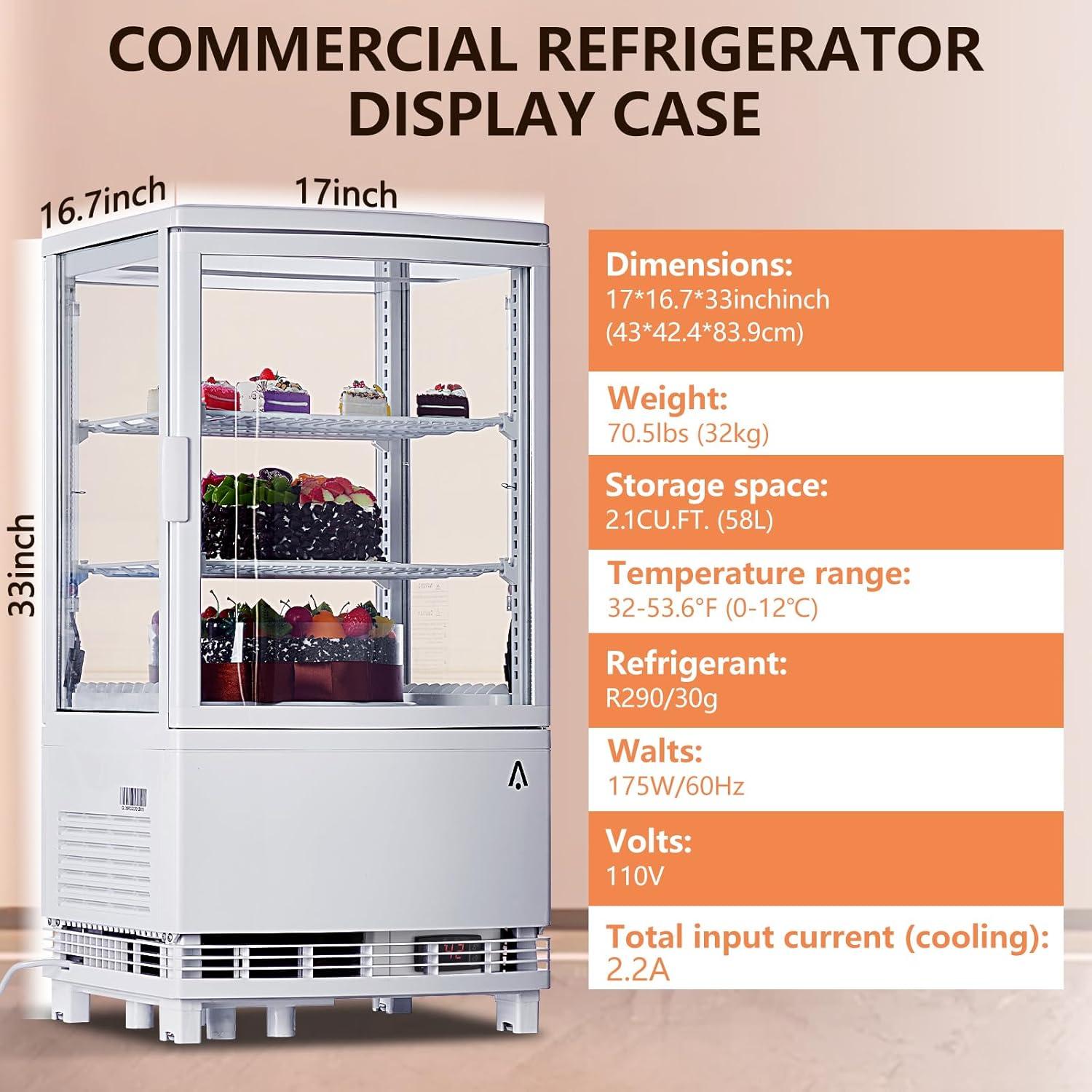 White Double Glass Door Countertop Display Refrigerator with LED Lighting