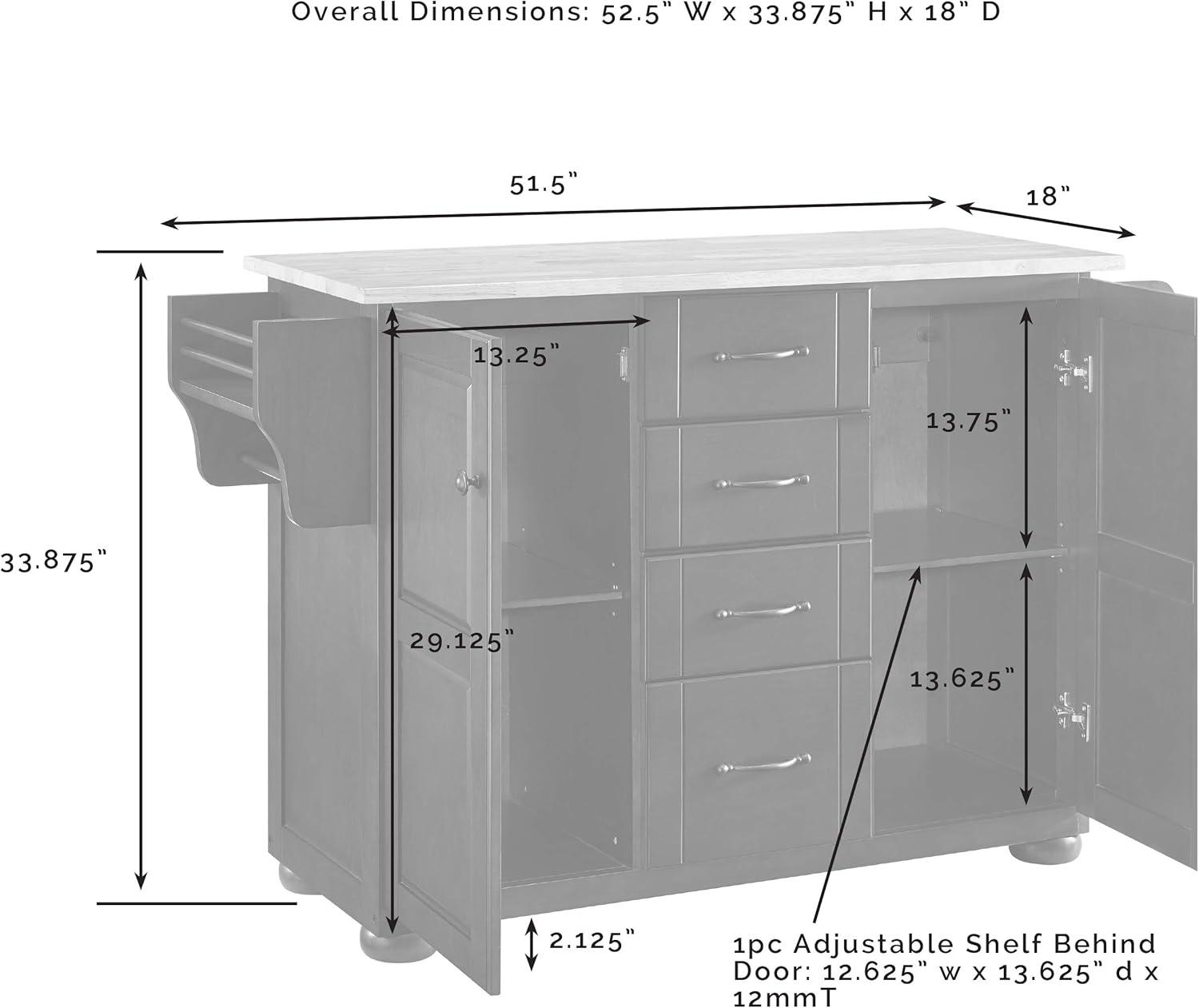 Crosley Eleanor Natural Wood Top Kitchen Island in Mahogany