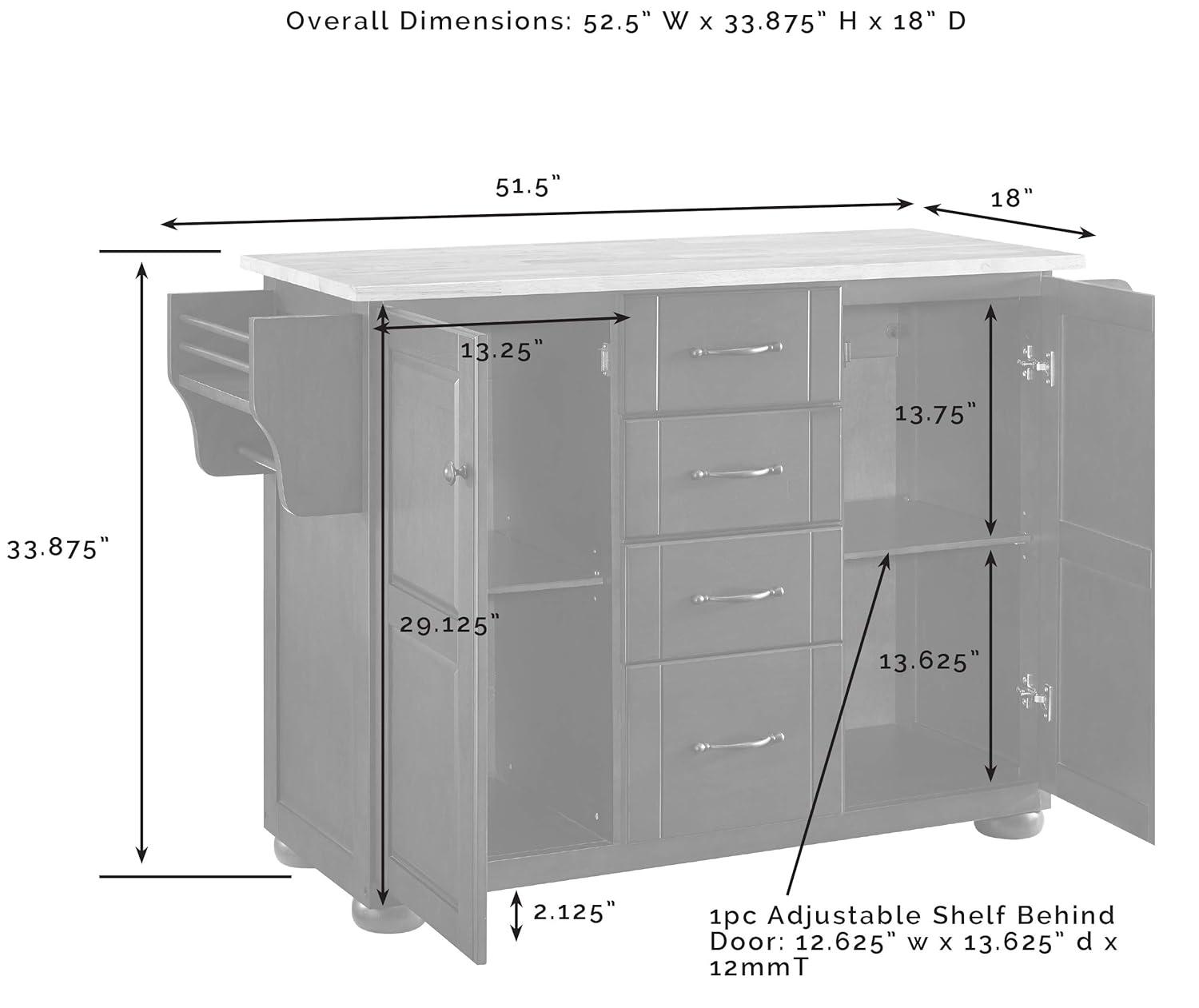 Crosley Eleanor Natural Wood Top Kitchen Island in Mahogany