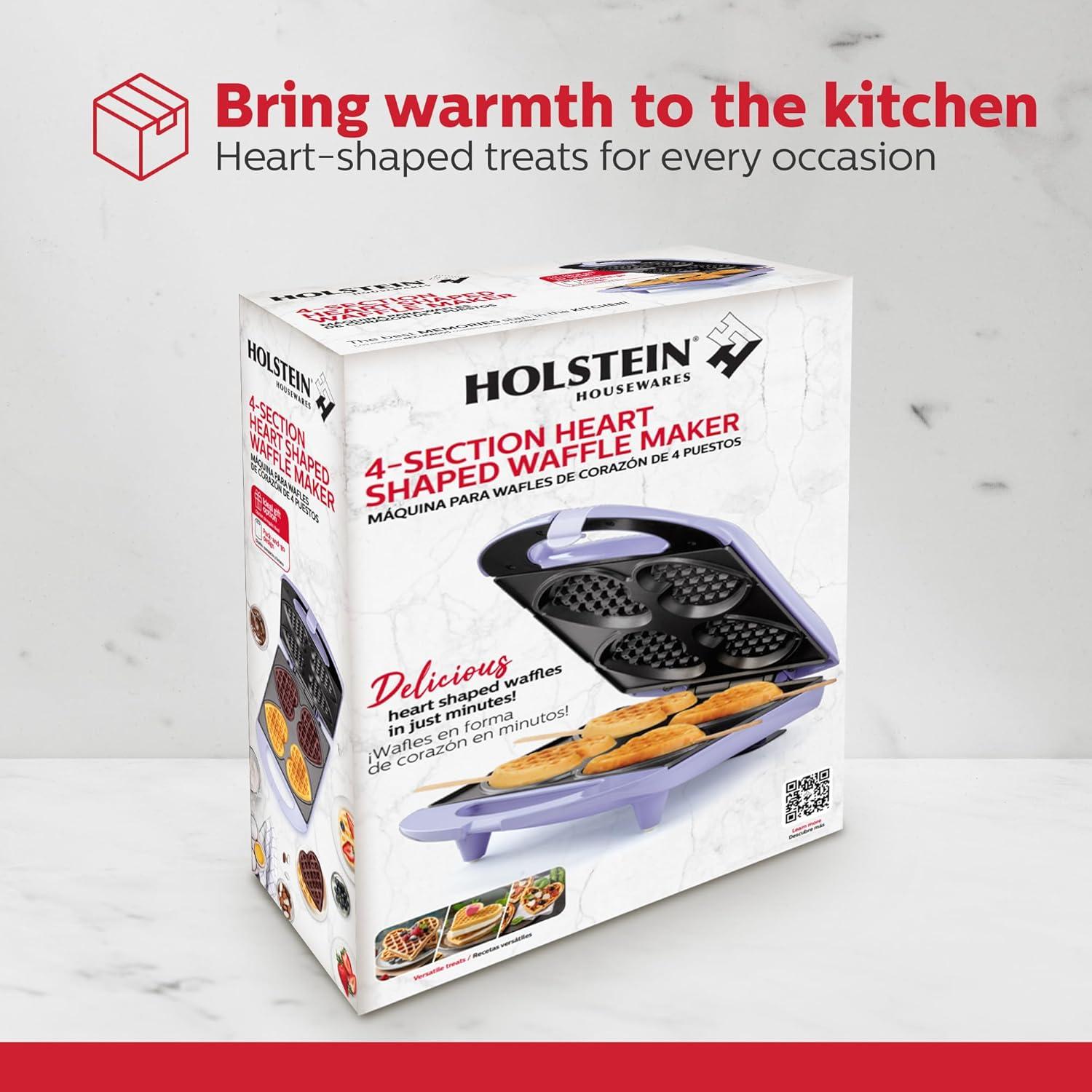Holstein Housewares Holstein Housewares 4 Section Heart Shaped Waffle Maker