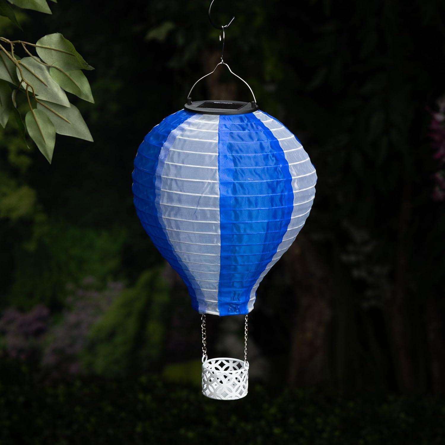 13"H Solar Hot Air Balloon with Flame LED Lights