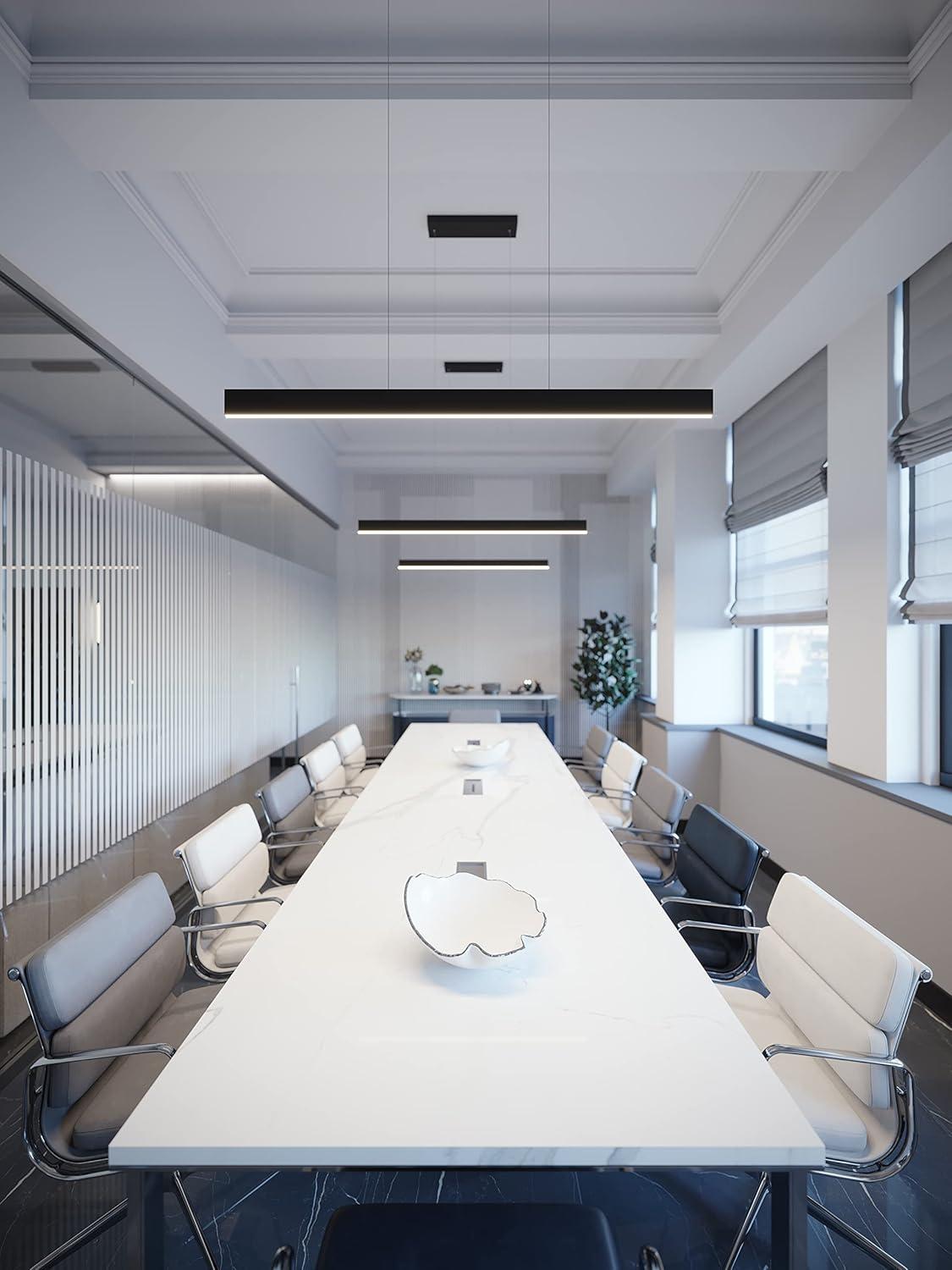 46" Black Aluminum Modern Linear LED Pendant Light