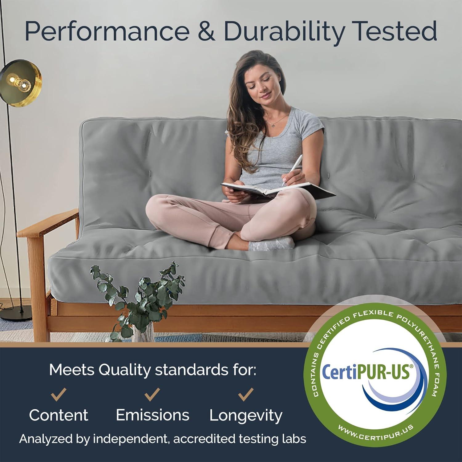 Loosh Home  8" Canvas Futon Mattress Grey Full