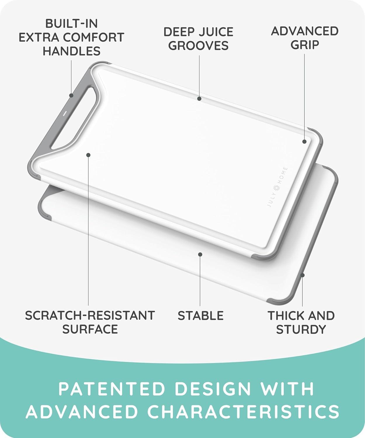 Gray and White Plastic Cutting Board Set with Handles