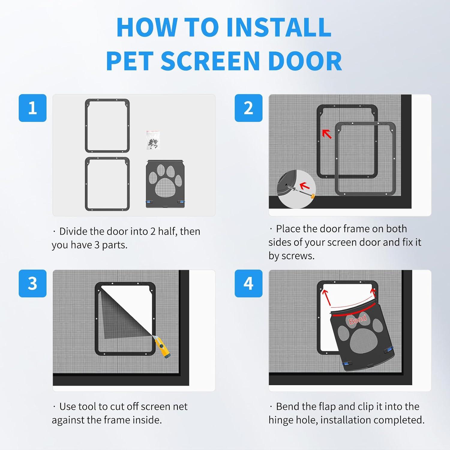 Namsan Pet Door Screen Door Inside Size 8 x 10 inches Screen Door for Cats Sliding Screen Magnetic Lockable