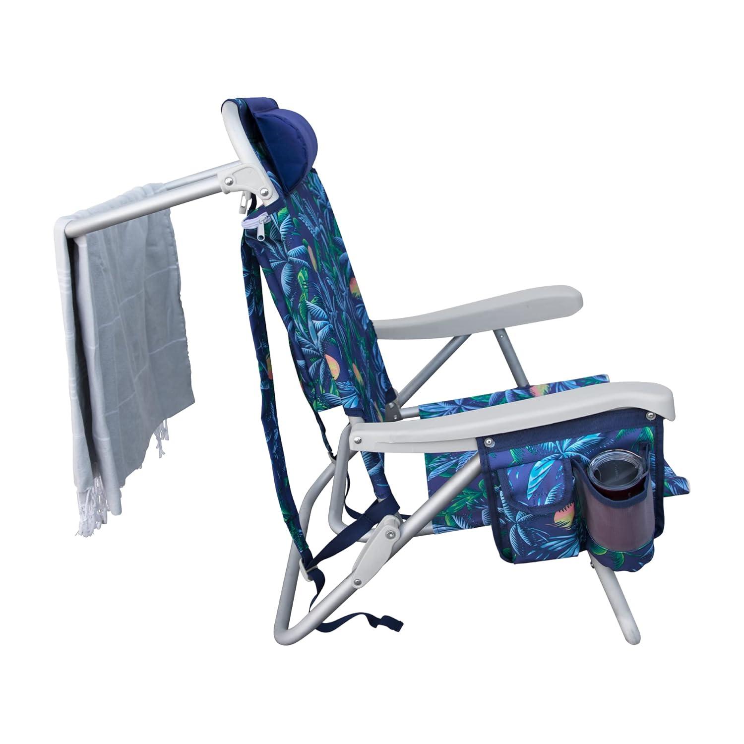 E-Z UP CHHRDLXPMBL Hurley Deluxe Backpack Beach Chair – Deluxe Palms Blue