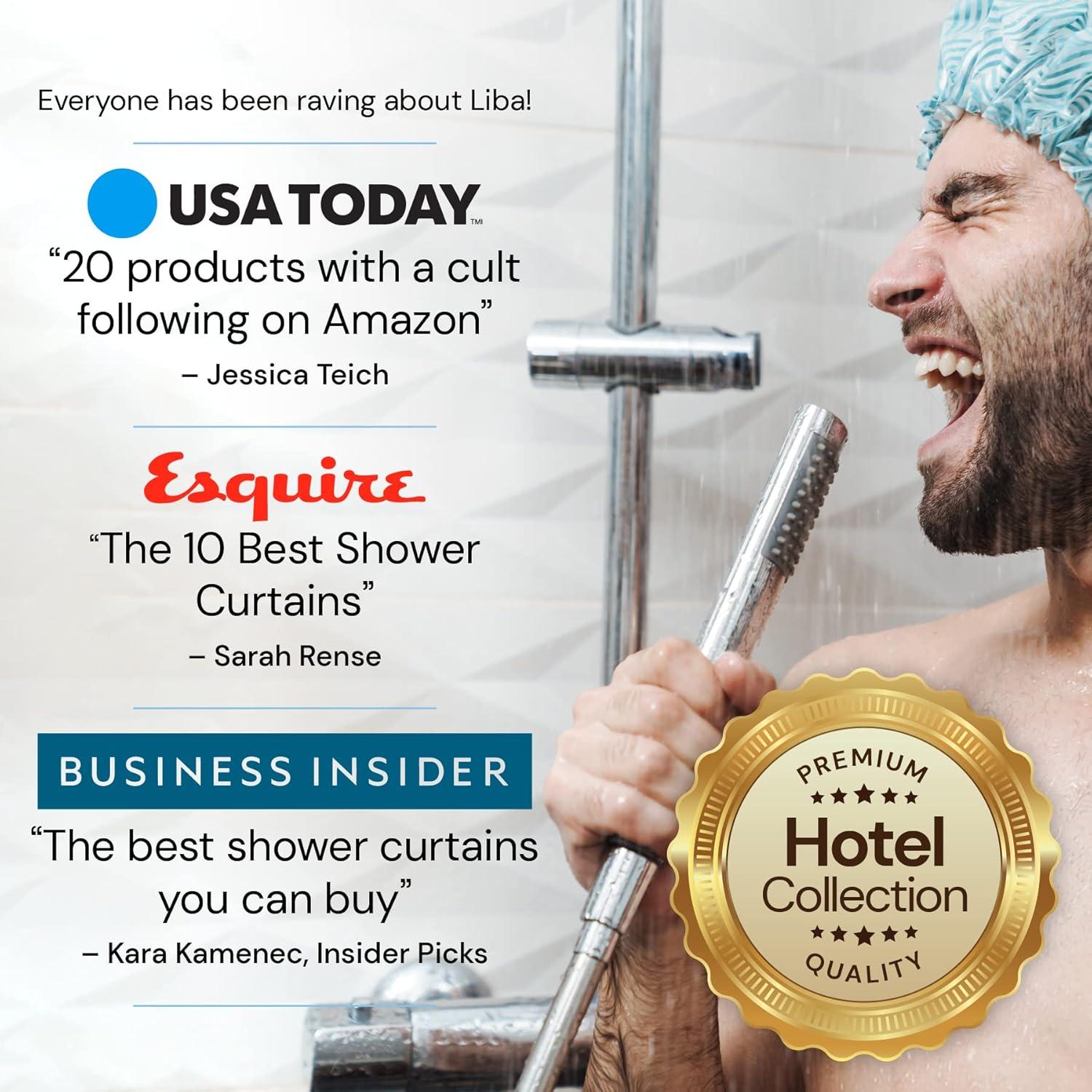 LiBa Premium Waffle Weave Shower Curtain - White Water Repellent and Heavyweight, Hotel Quality, Machine Washable Liner for Bathroom - 72" W x 72" H