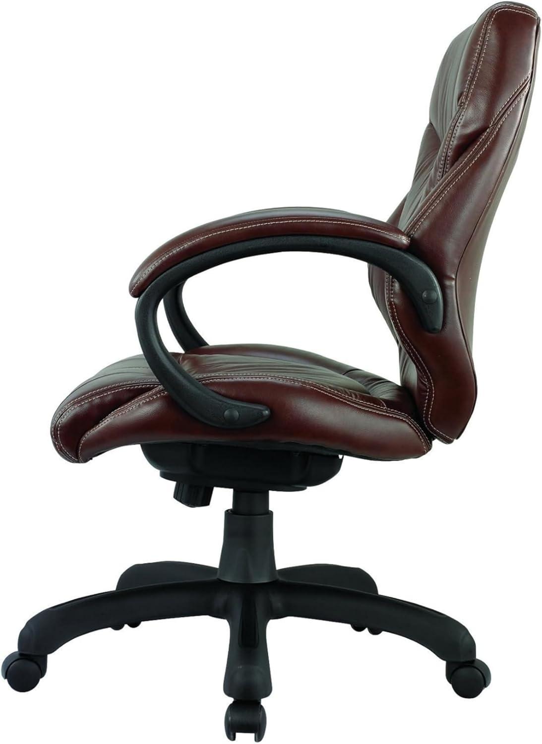 Nicer Furniture  Middle Back Real Leather Executive Chair, Brown