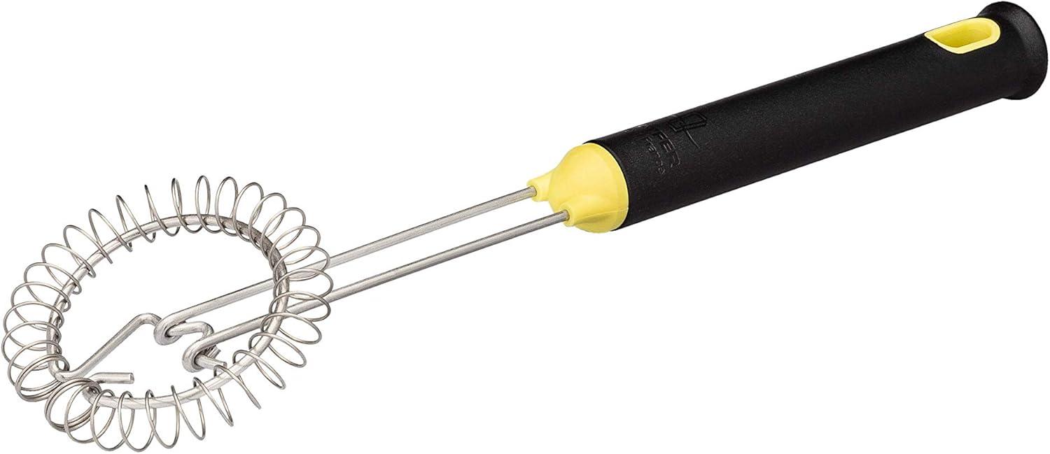 13.38'' Black and Yellow Stainless Steel Spiral Whisk